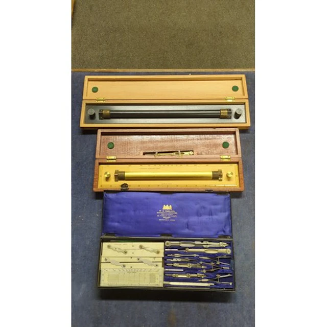 A group of draughtsman’s instruments comprising two cased ro...