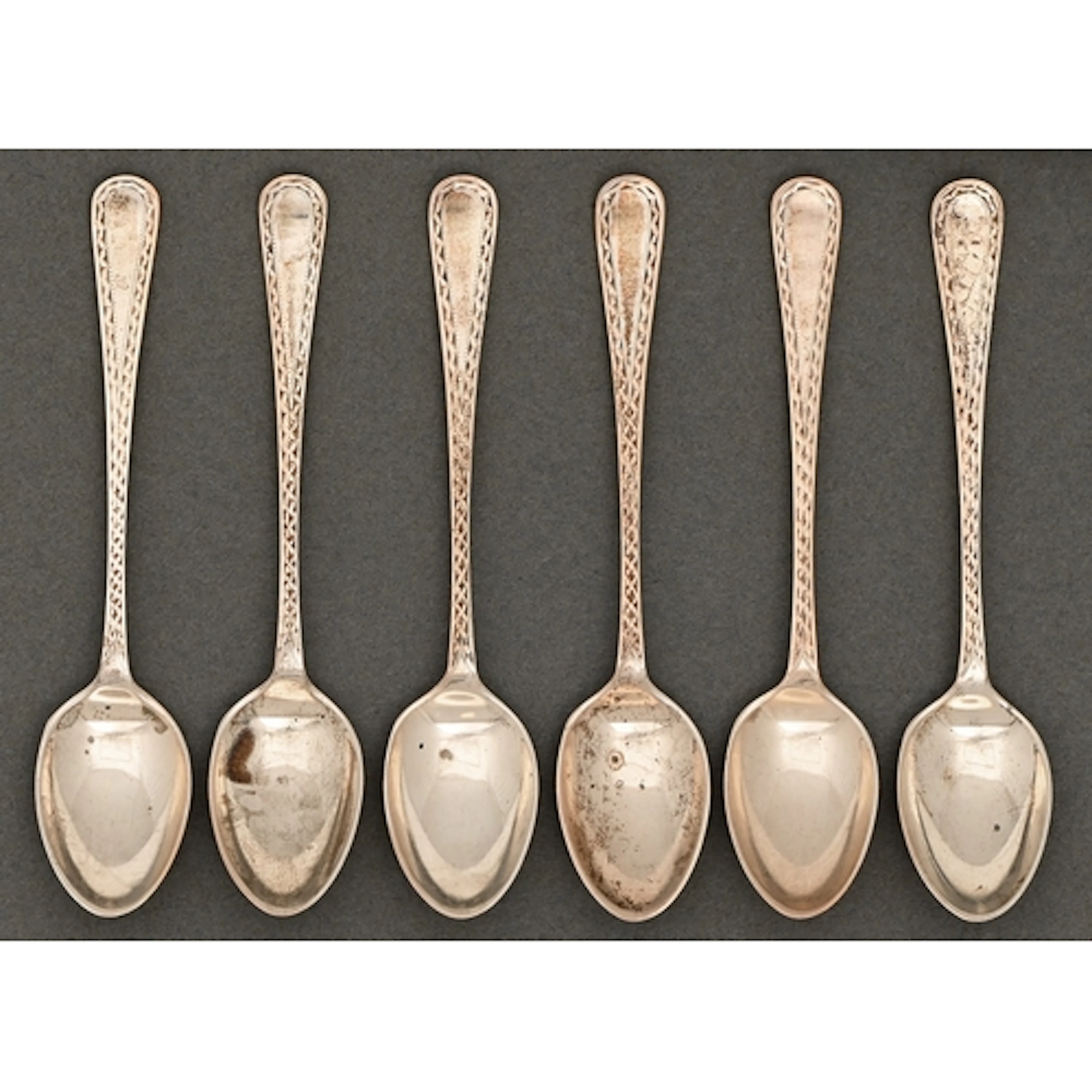 A set of six George V silver coffee spoons, by Joseph Rodger...