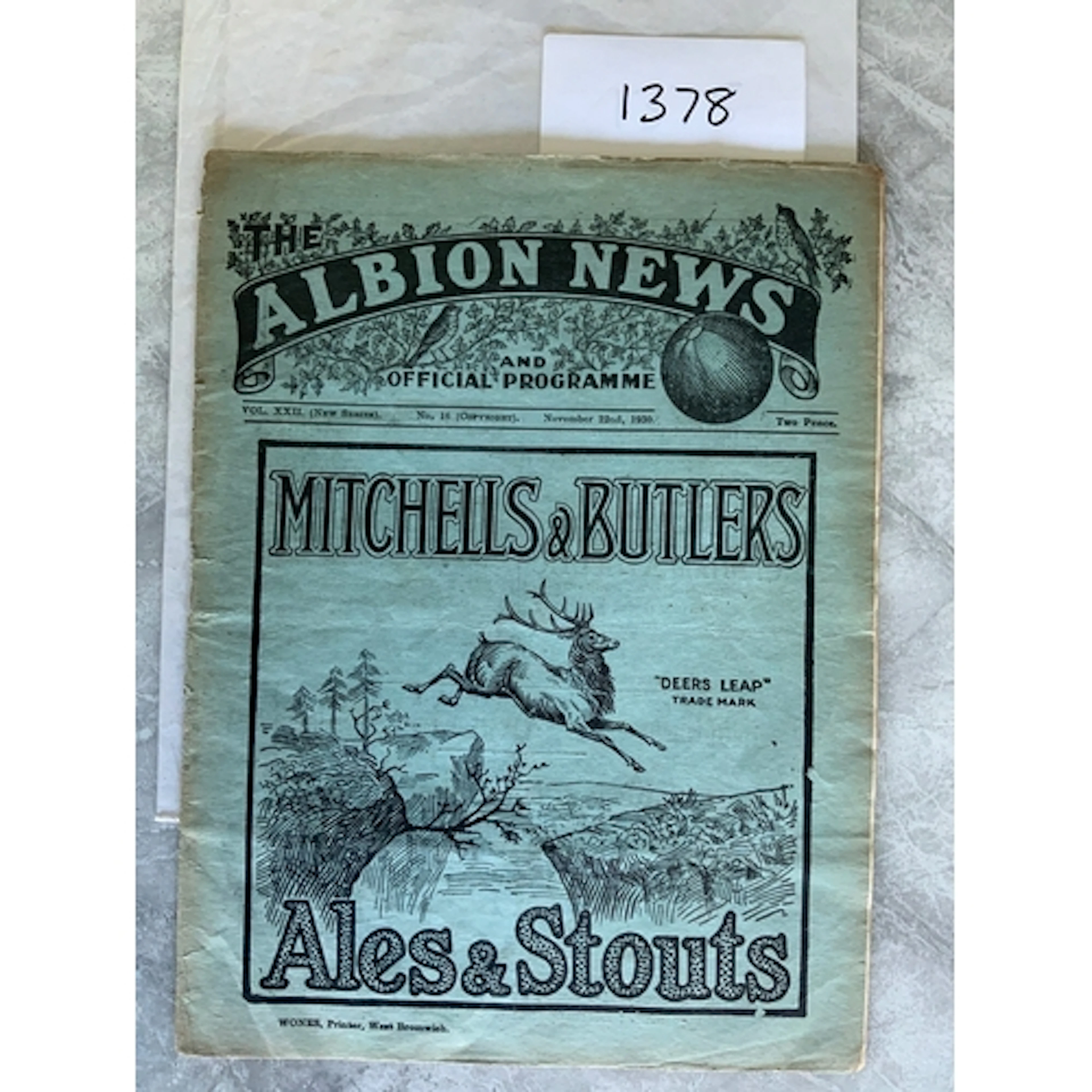 1930 - 1931 West Brom v Tottenham Football Programme: Divisi...
