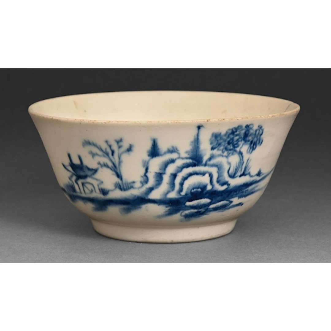 A blue and white bowl, probably Longton Hall, c1755-1760, pa...
