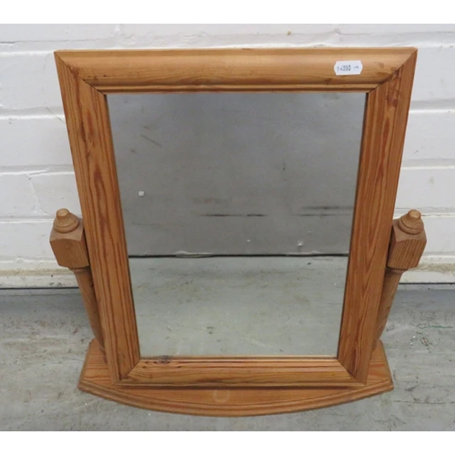Pine Freestanding Mirror, bow shaped base approx. 50cm H x 4...