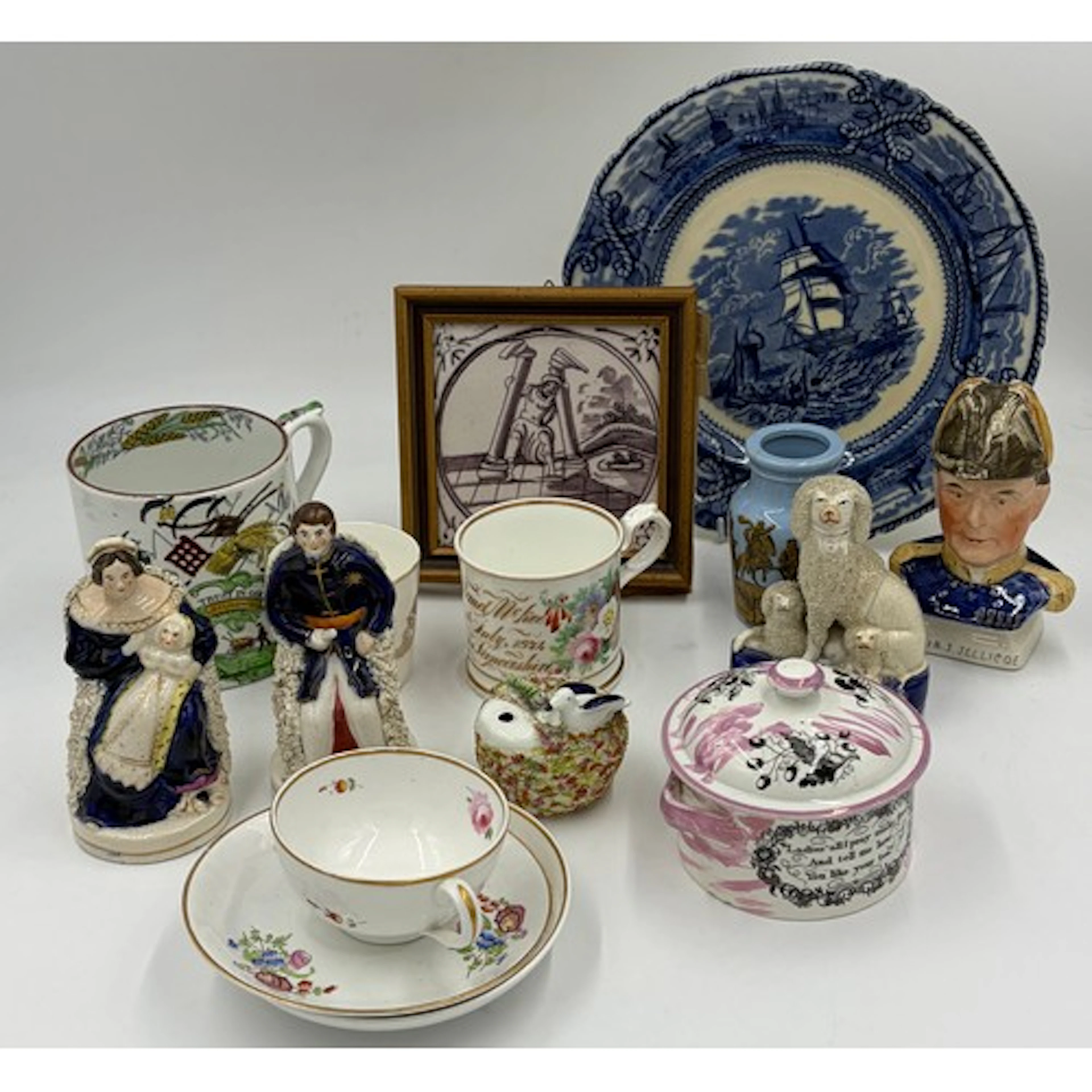 A collection of 19thC ceramics to include Staffordshire Quee...