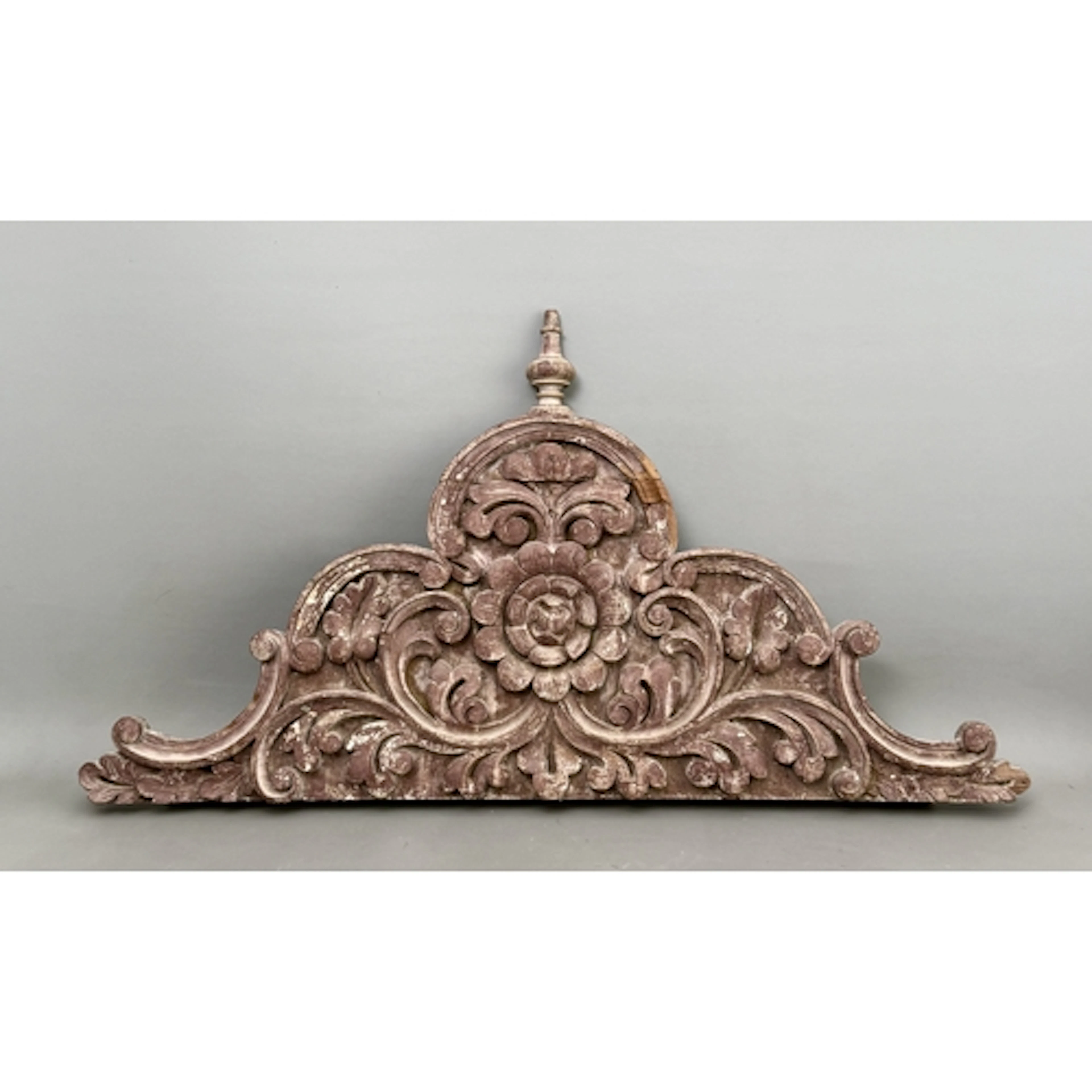 An Indian carved and painted wooden doorway ornament - of sh...
