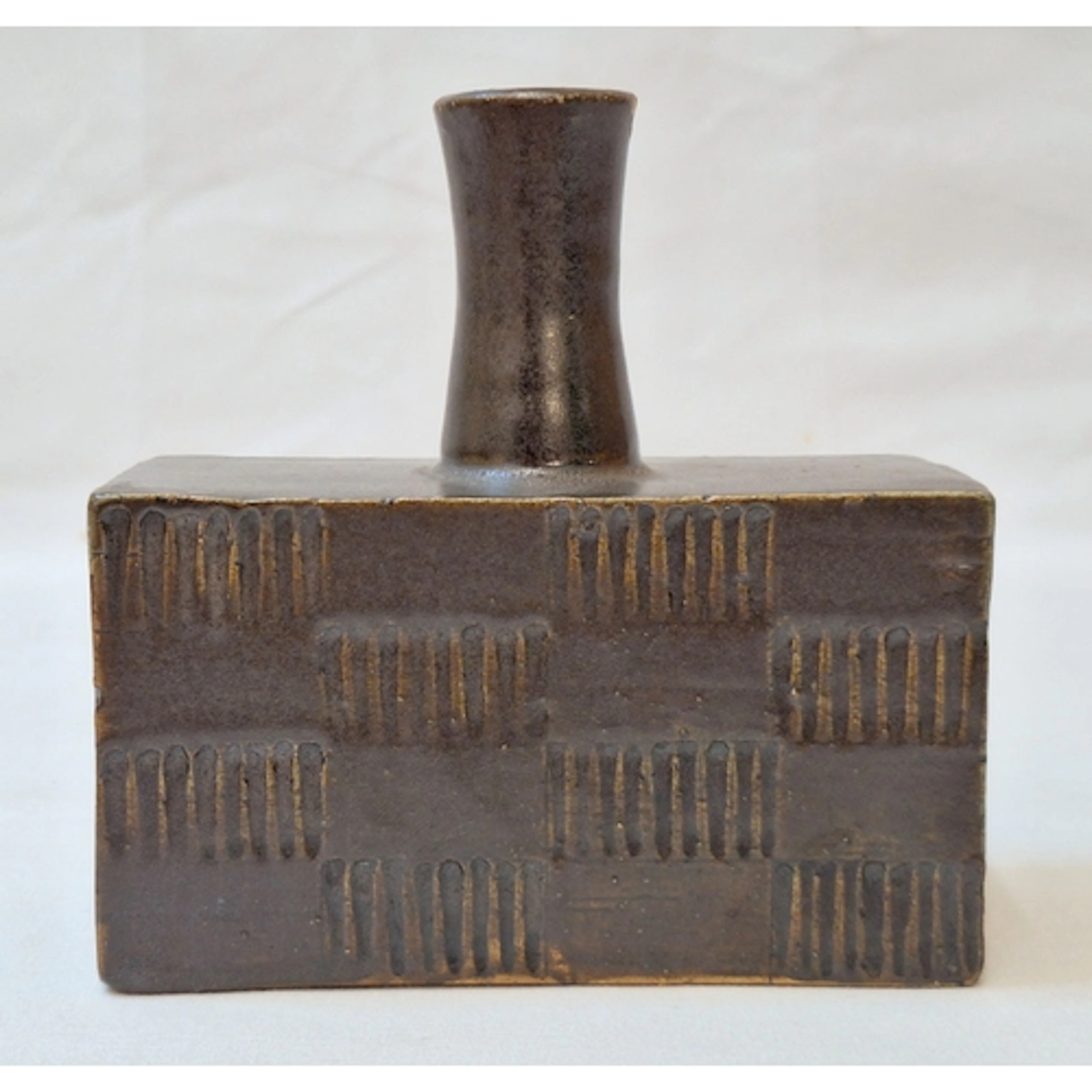 Vintage Glazed Scandinavian Style Studio Pottery Chimney Vas...