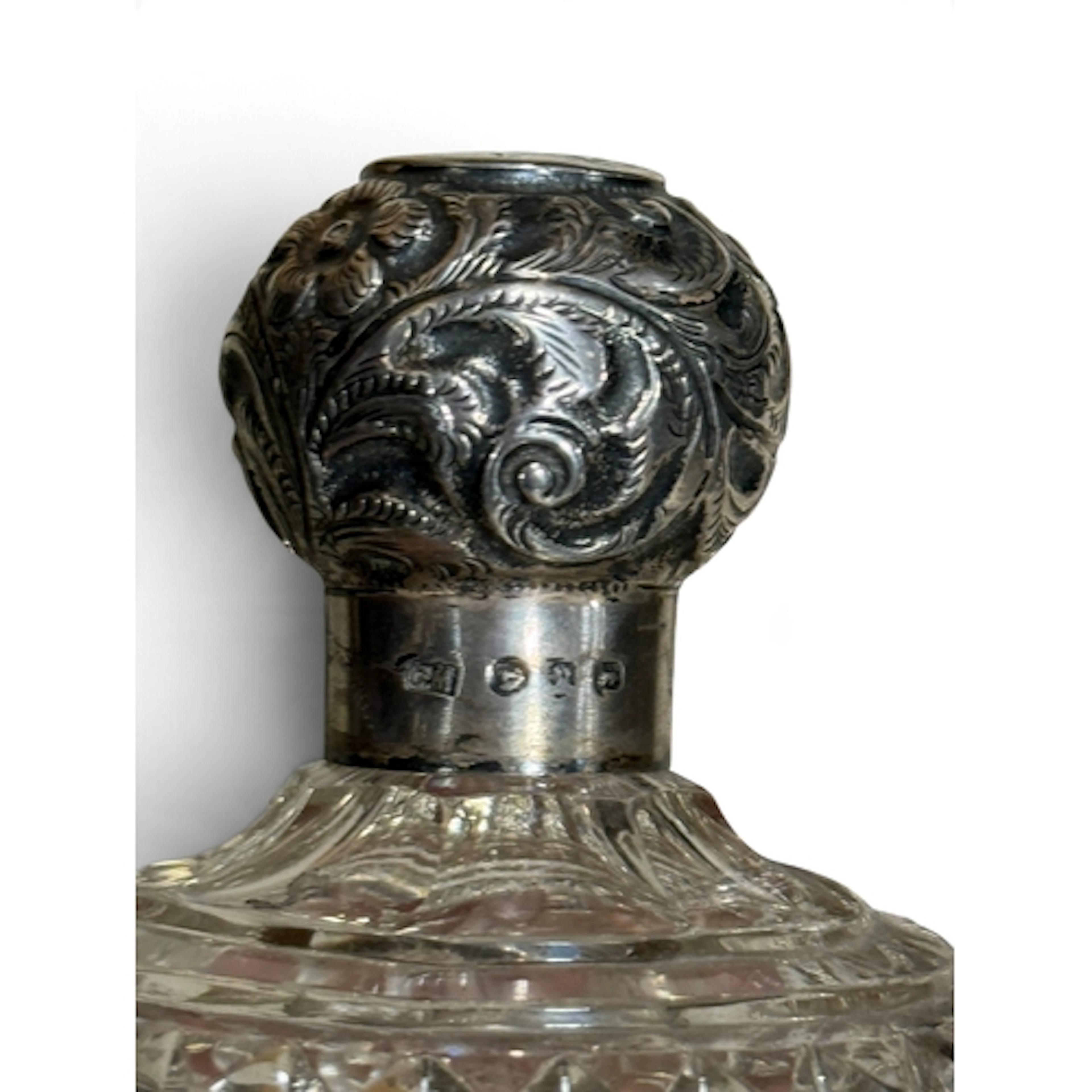 A VICTORIAN SILVER AND CUT GLASS PERFUME BOTTLE, BIRMINGHAM ...