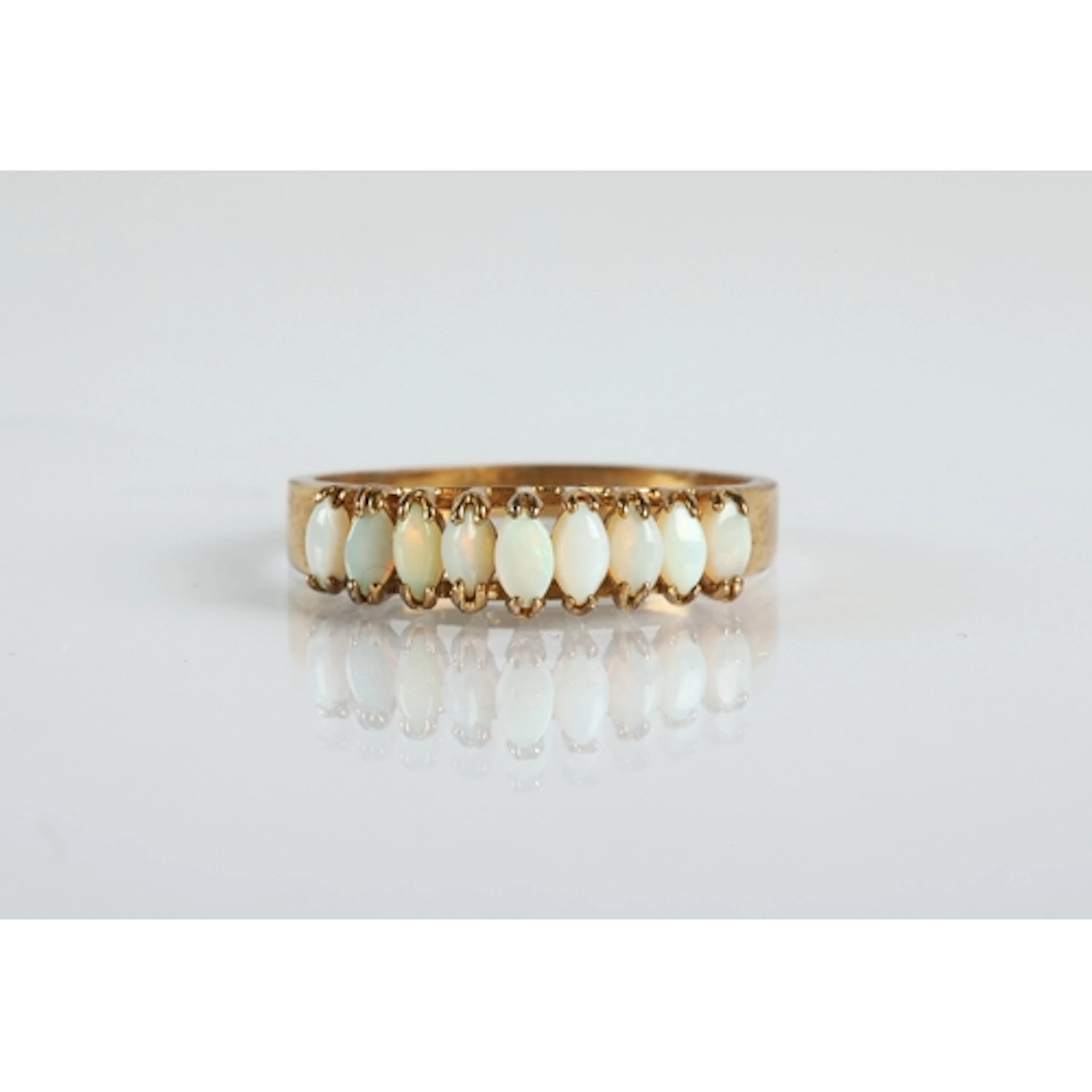 Ladies 14k yellow gold nine stone opal ring, ring size R/S, ...