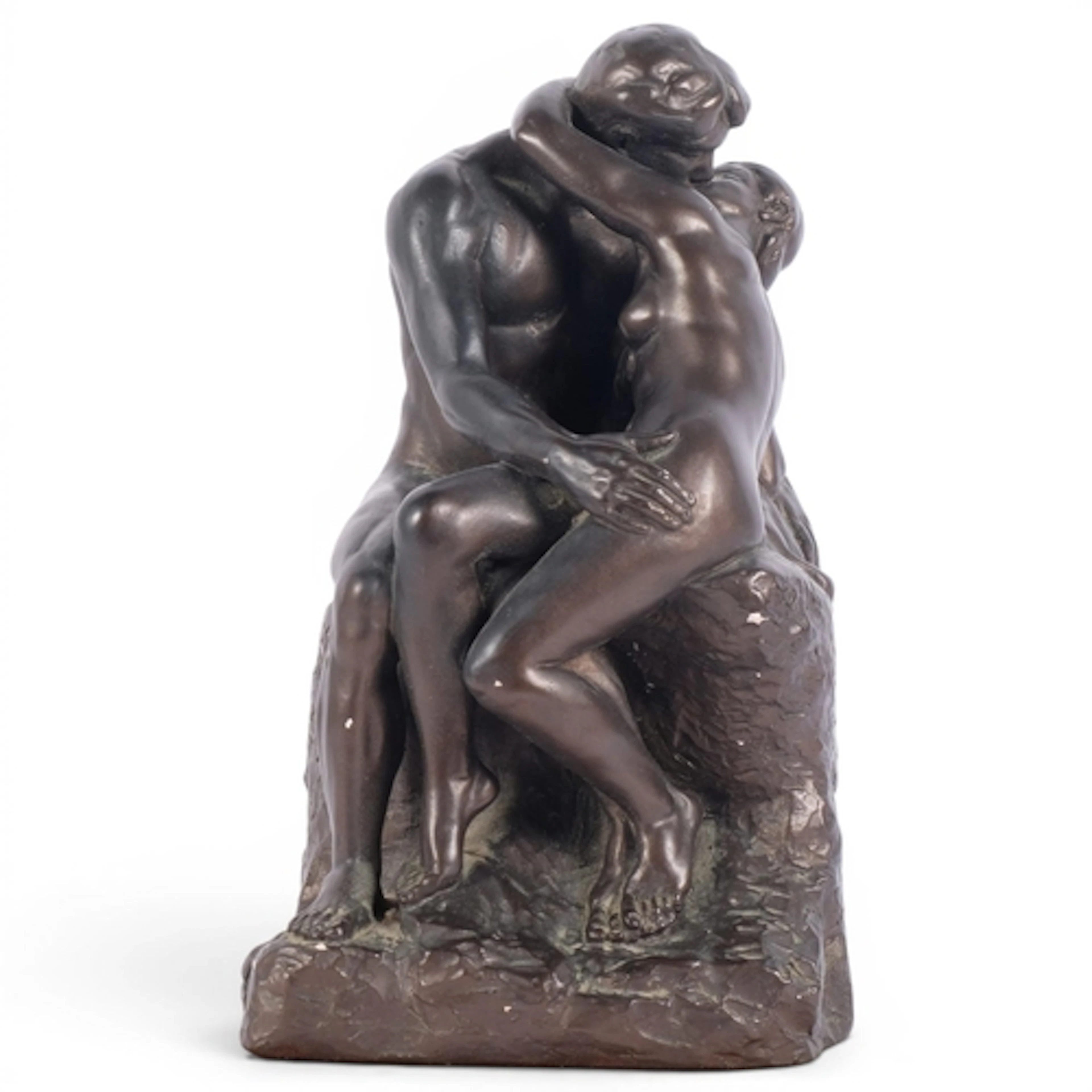 After Auguste Rodin, The Kiss, bronzed plaster sculpture on ...