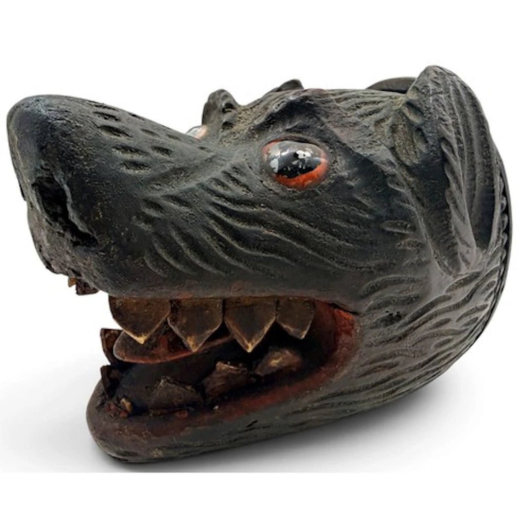 A 19th century novelty Scottish carved wood snuff box in the...