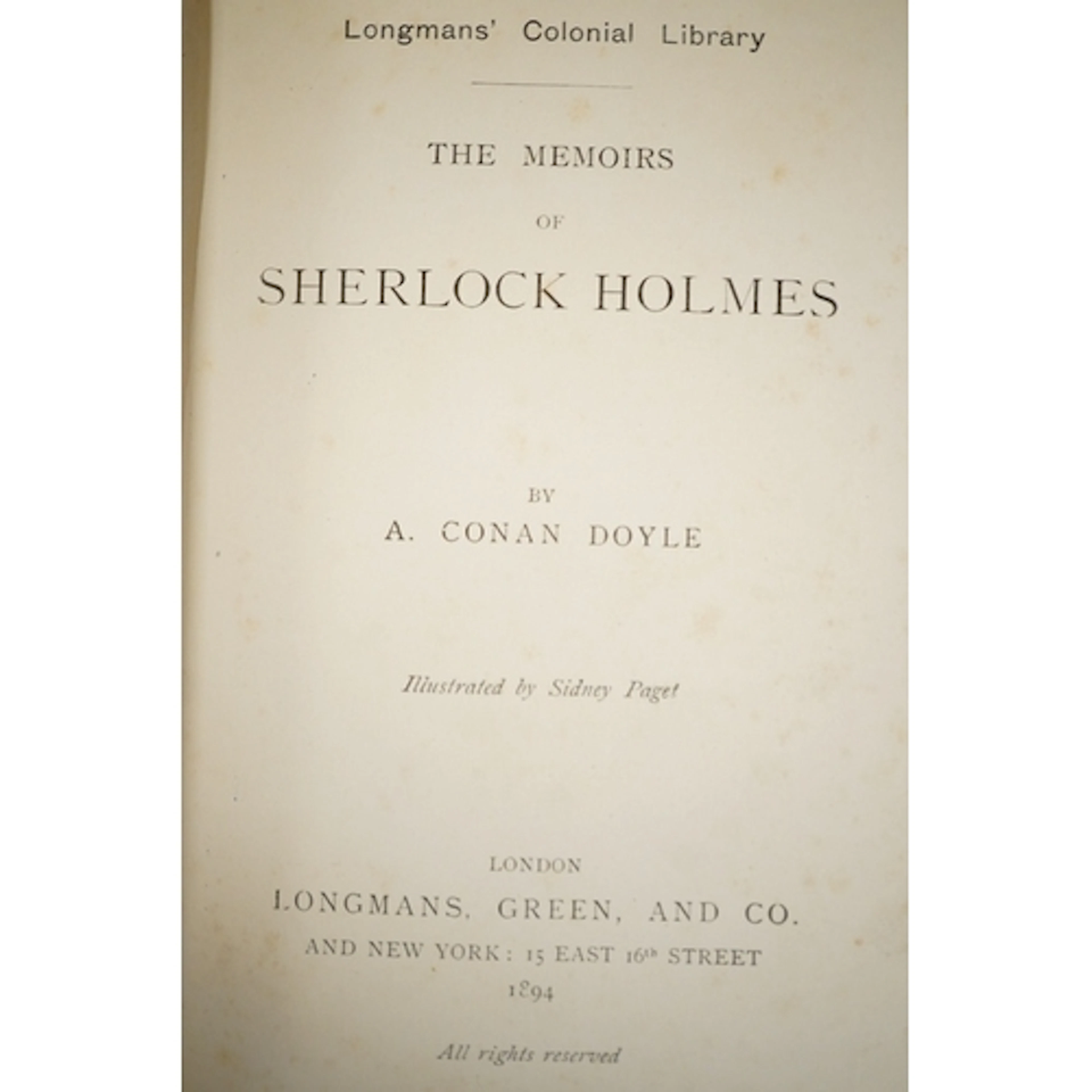 Â° Doyle, Arthur Conan - The Memoirs of Sherlock Holmes. Lon...