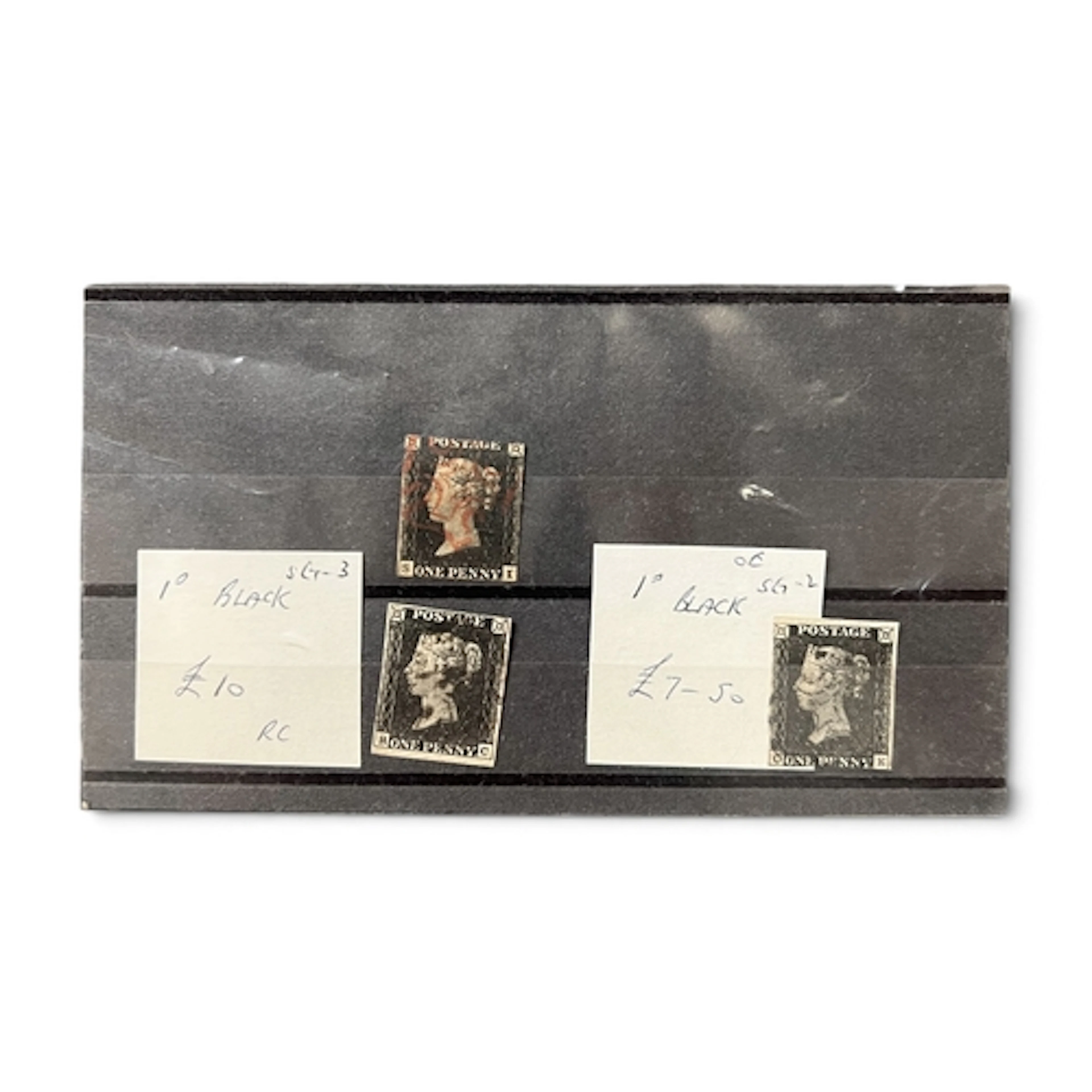 QUEEN VICTORIA: ONE PENNY BLACKS SG 2, SG 3 and one other, u...