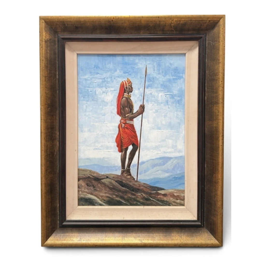 20TH CENTURY PORTRAIT OF AN AFRICAN FIGURE Oil on board. 40....