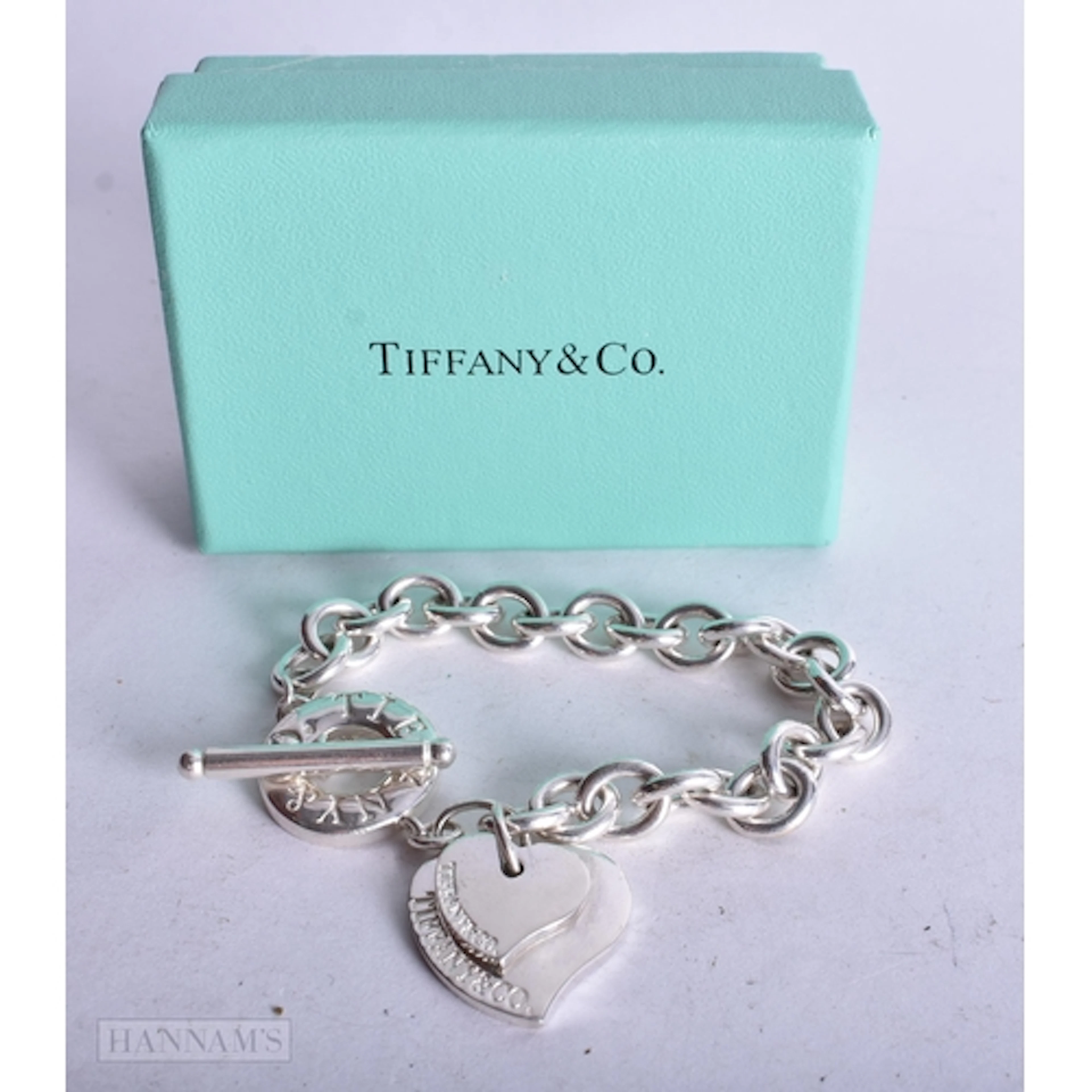 A TIFFANY & CO SILVER BRACELET. 35.7 grams. 18.5 cm long.