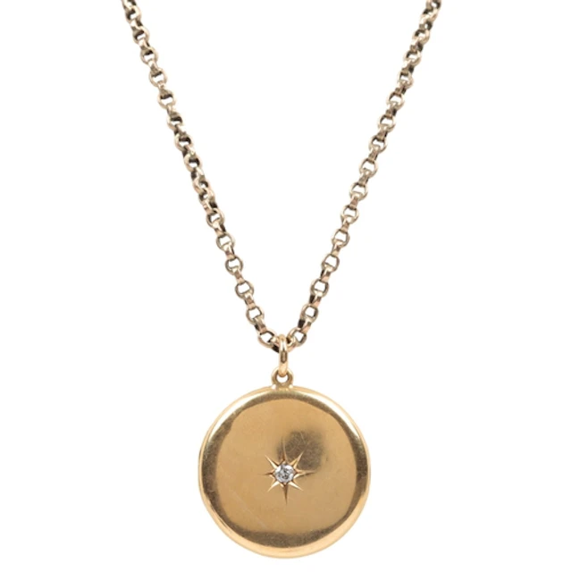 A gold and diamond locket and chain, early 20th century, the...