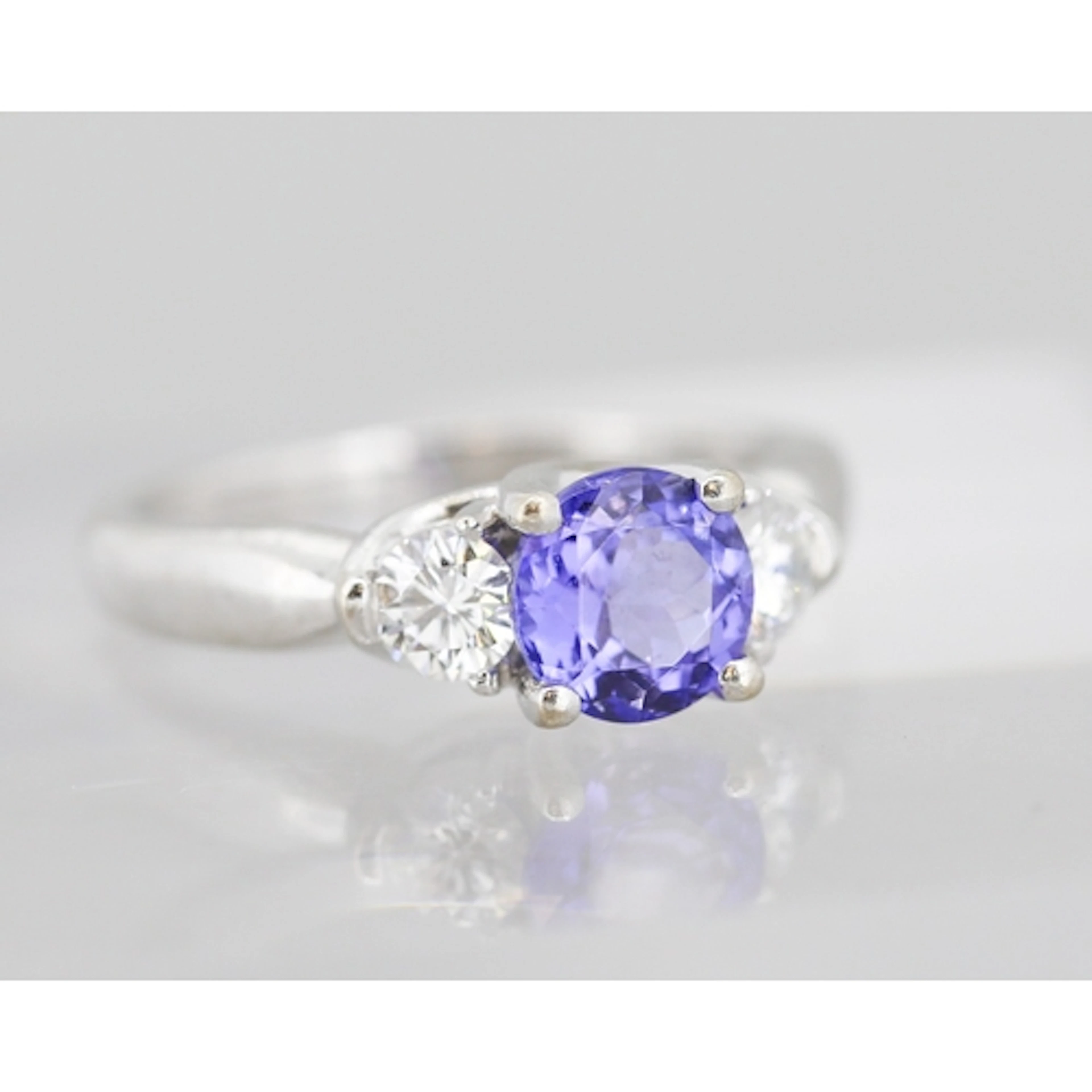 Tanzanite and Diamond Set Three Stone Ring Mounted in 18 Car...