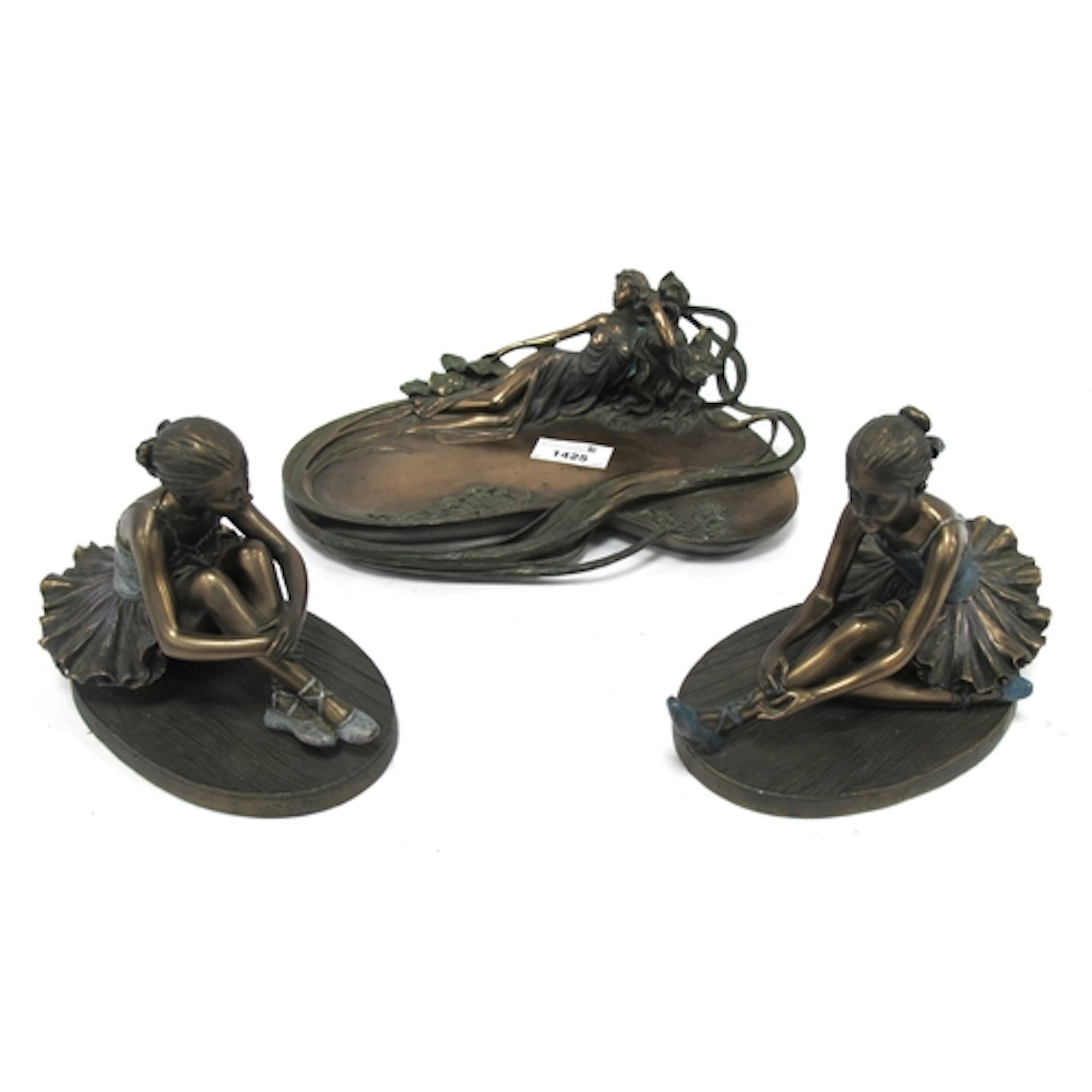 A Collection of Three Art Nouveau Style Veronese Cold Cast B...