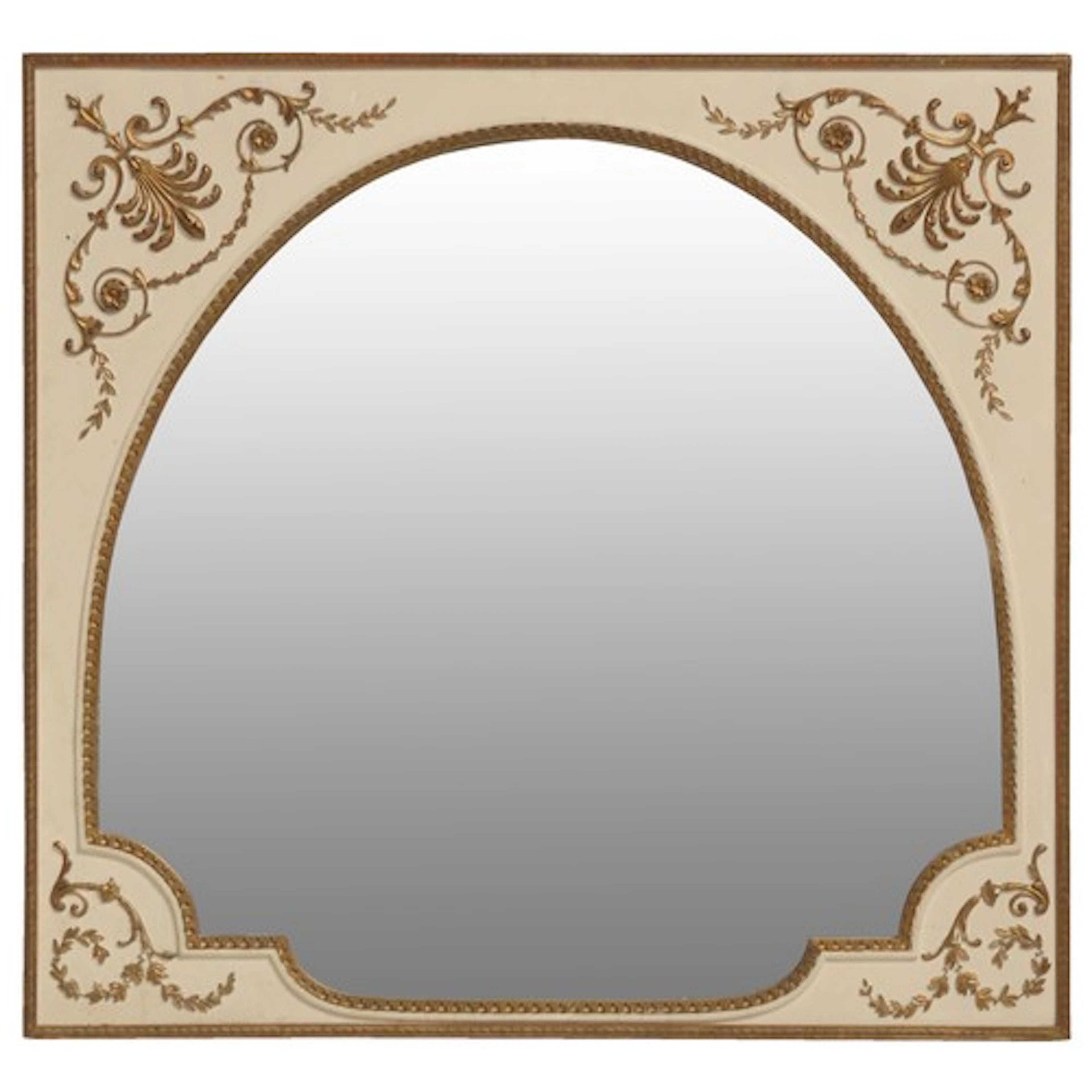 A CREAM PAINTED ARCH FORM MIRROR 88 x 93 cm Provenance: From...