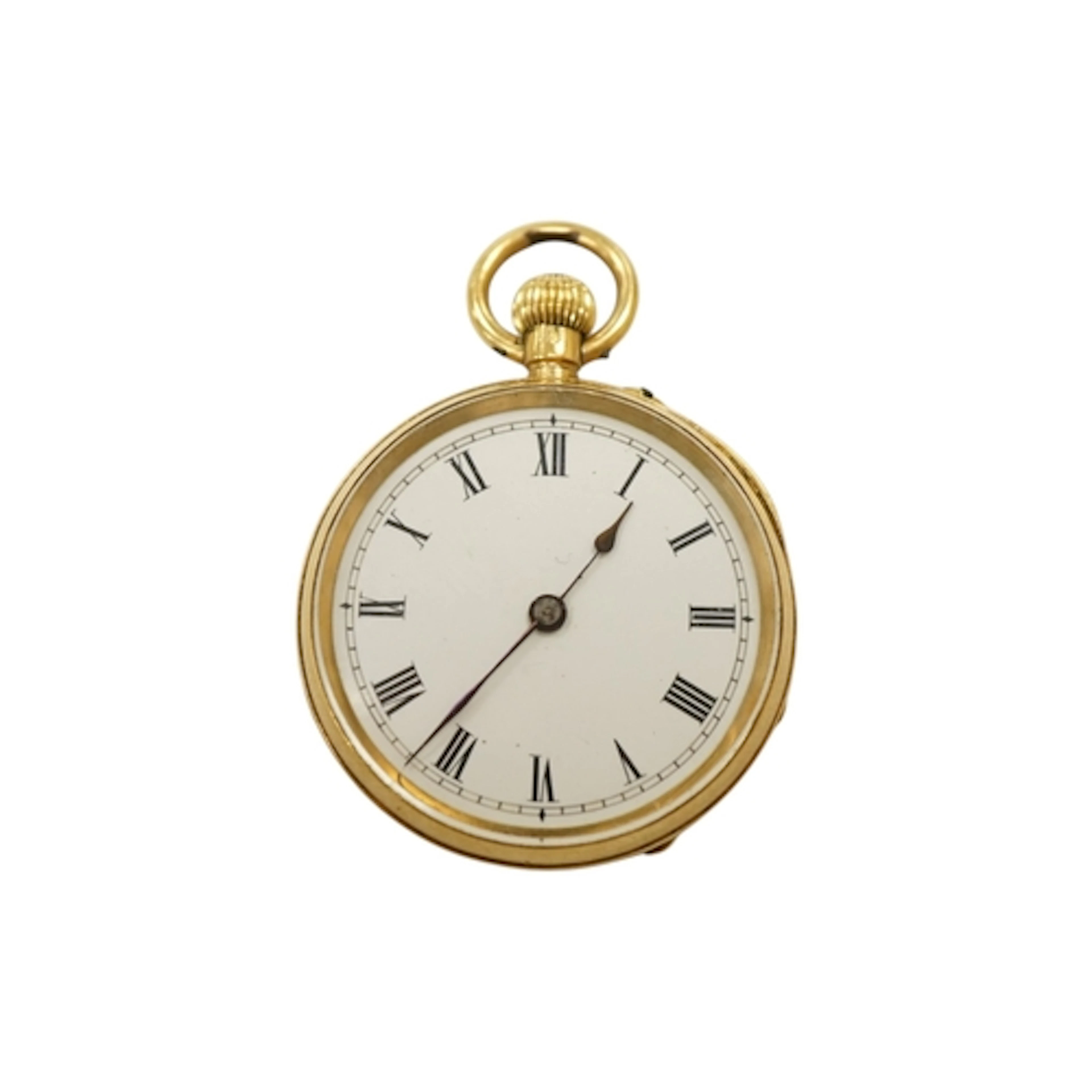 An early 20th century continental 18k open faced keyless fob...