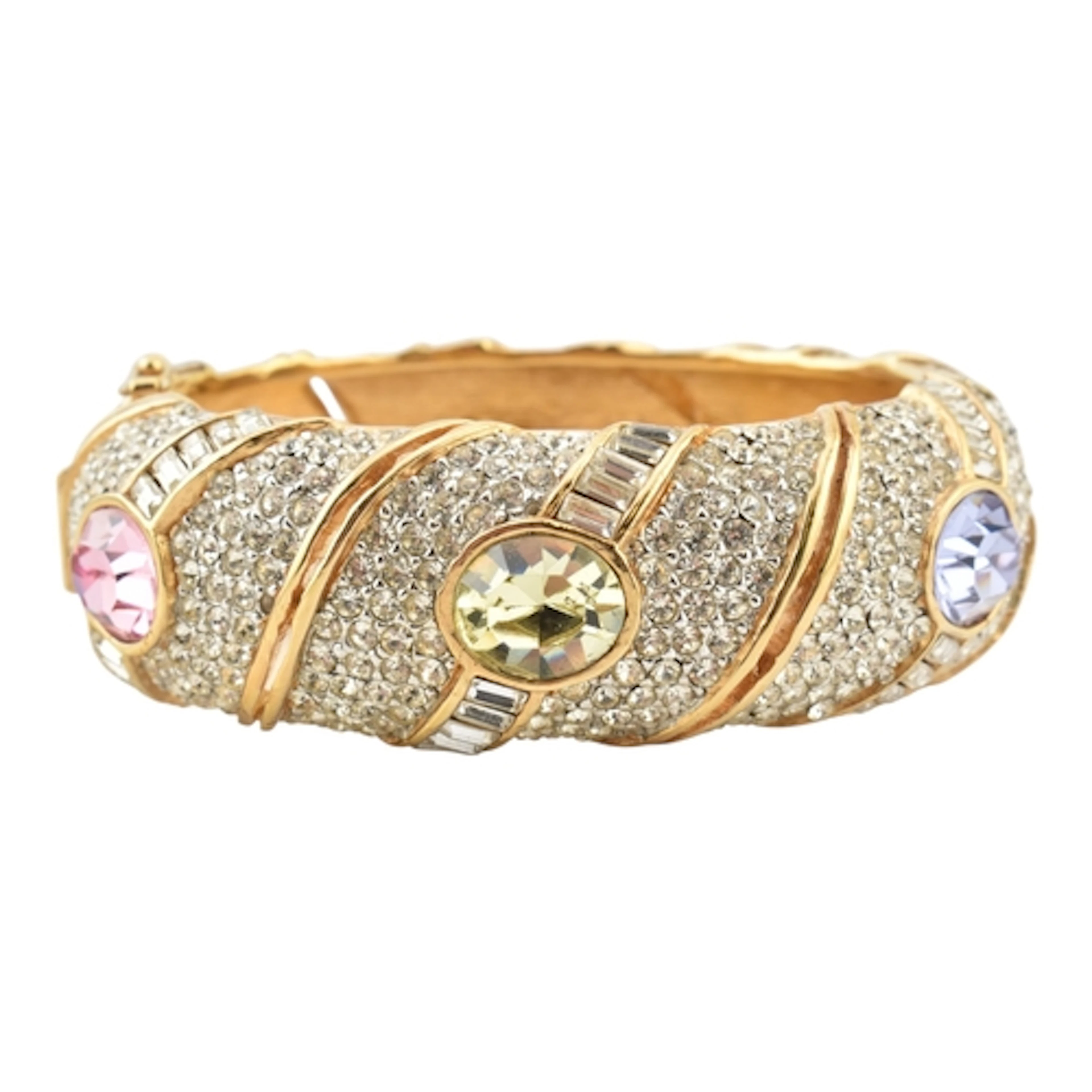 An signed Ciner multicoloured rhinestone hinged bracelet ban...