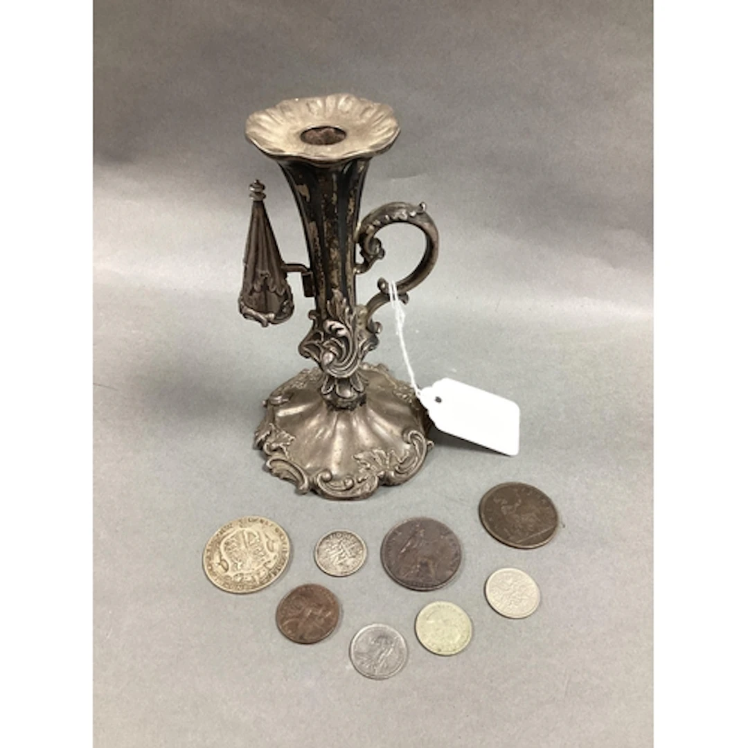 A Decorative Victorian Hallmarked Silver Taper Candlestick, ...
