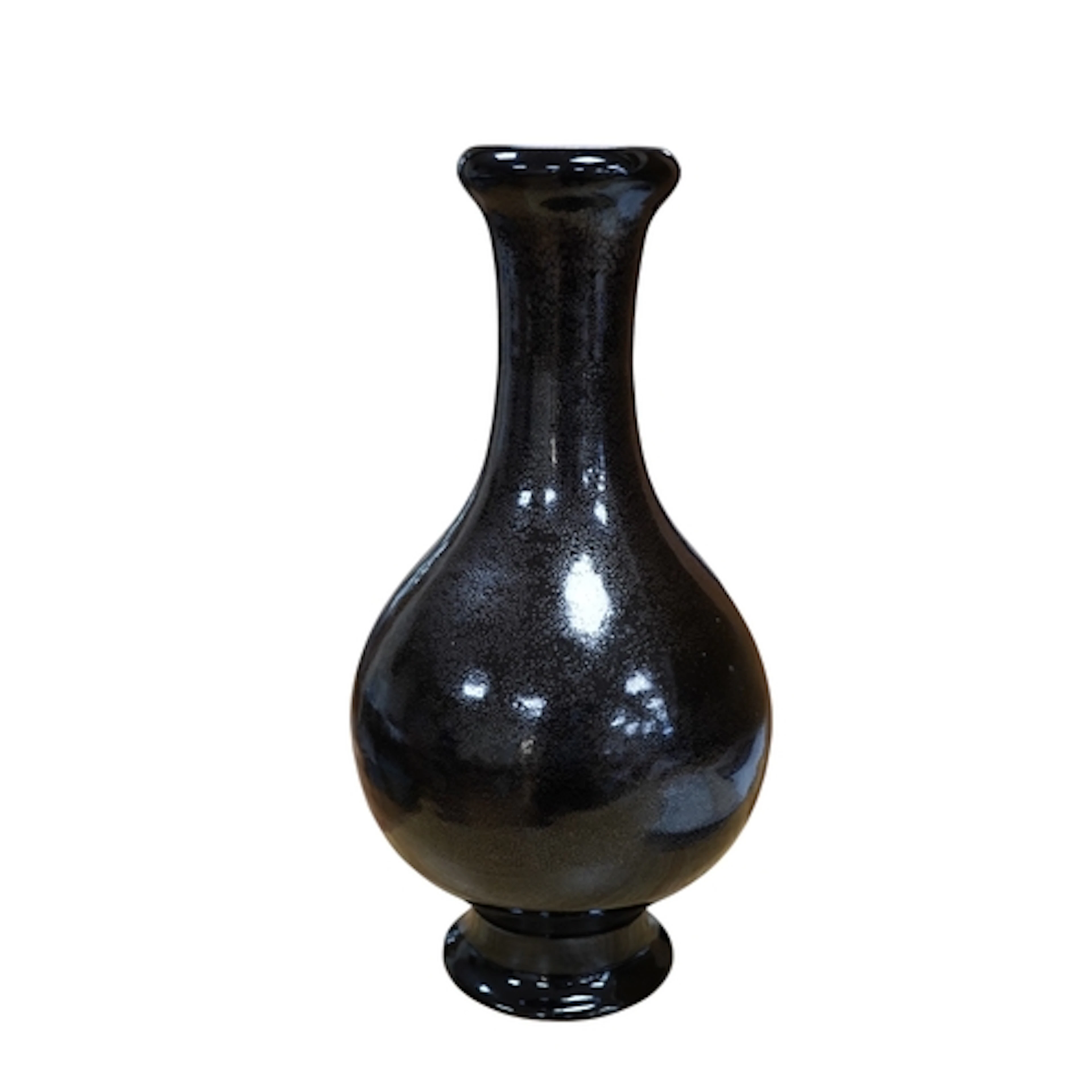 A Chinese oil spot glazed garlic head vase, 33cm high