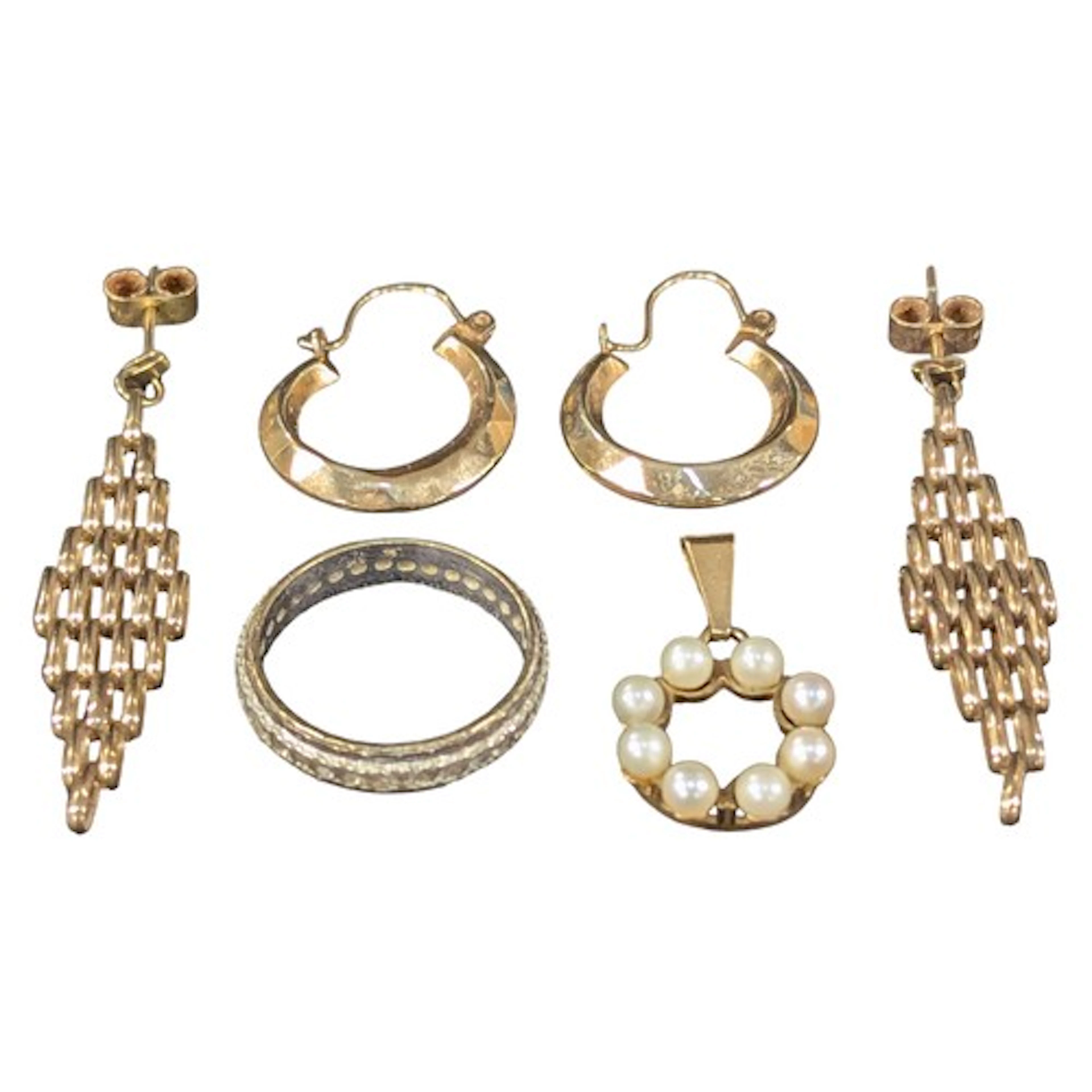 Jewellery - two pairs of unmarked yellow metal earrings, 9ct...