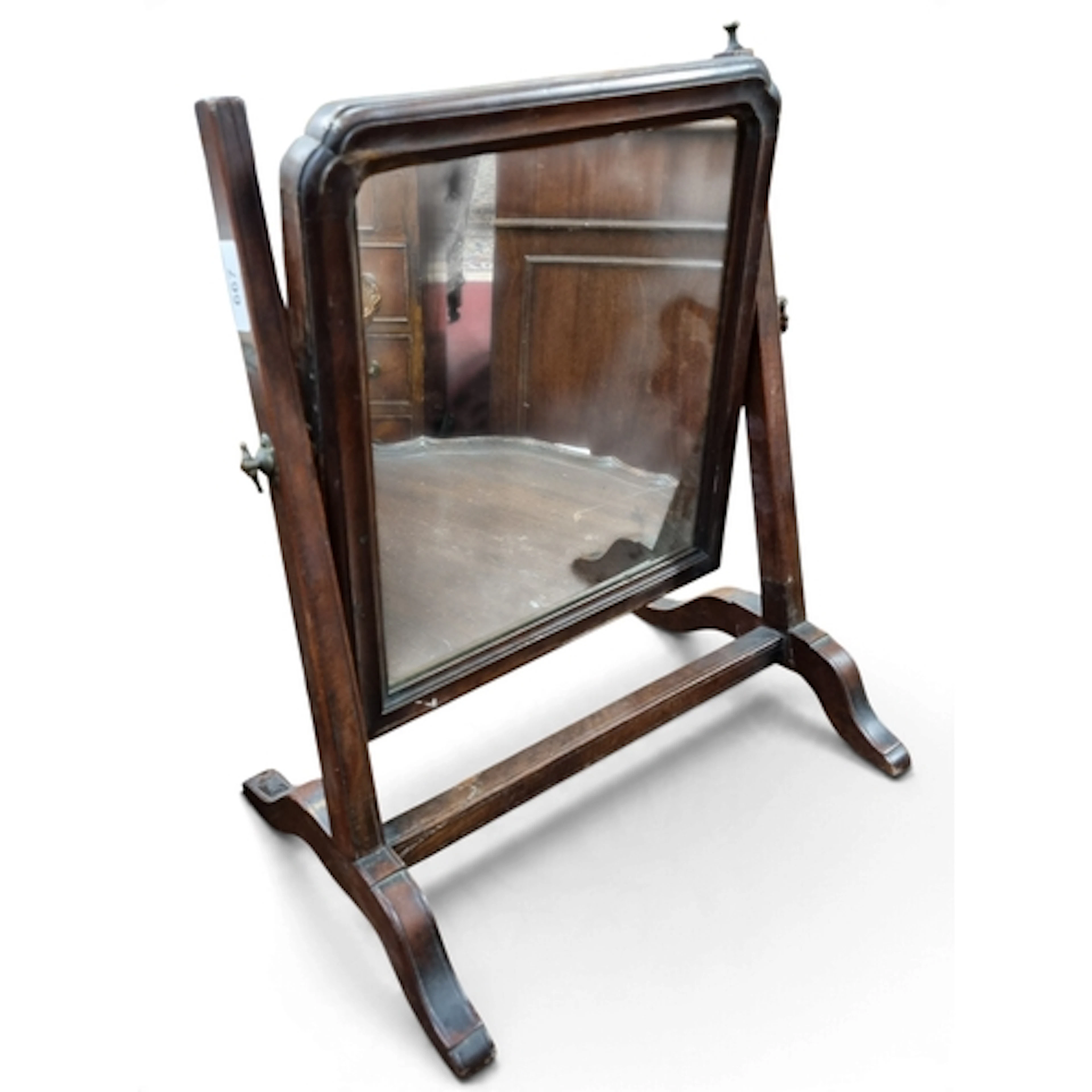A Regency Mahogany Crutch Mirror. W 37 x H 41 cm approx.