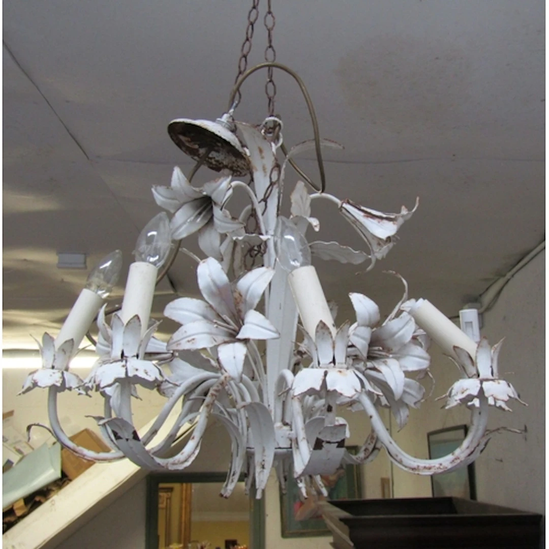 Metal Chandelier Floral Motifs Throughout Electrified with S...