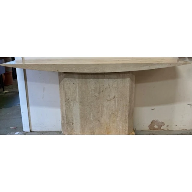 A large white marble contemporary console table.
