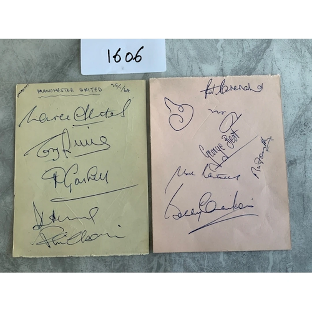 63/64 Manchester United Football Autographs: Two pages remov...