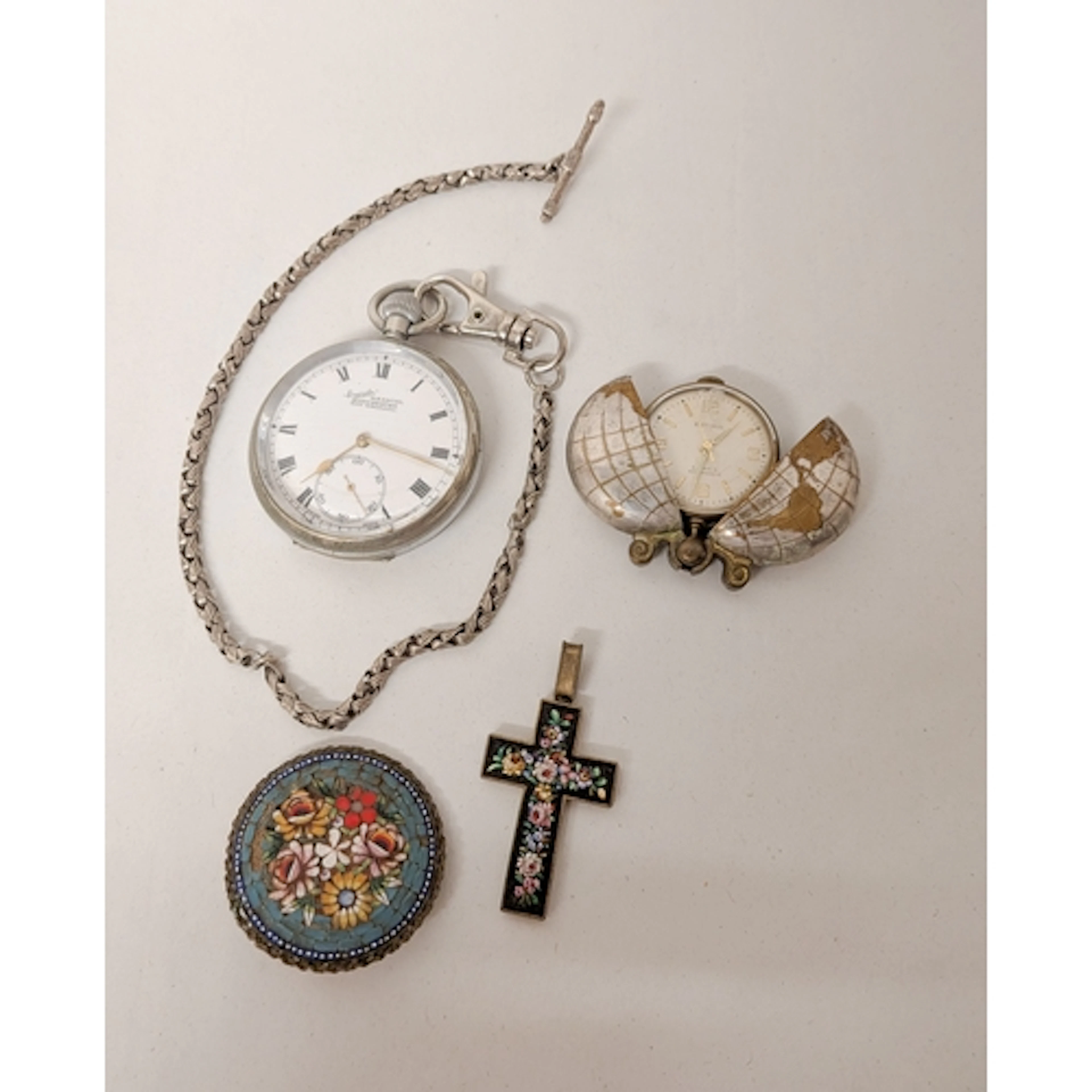 An Everite pocket watch with Albert chain, vintage Estyma Gl...