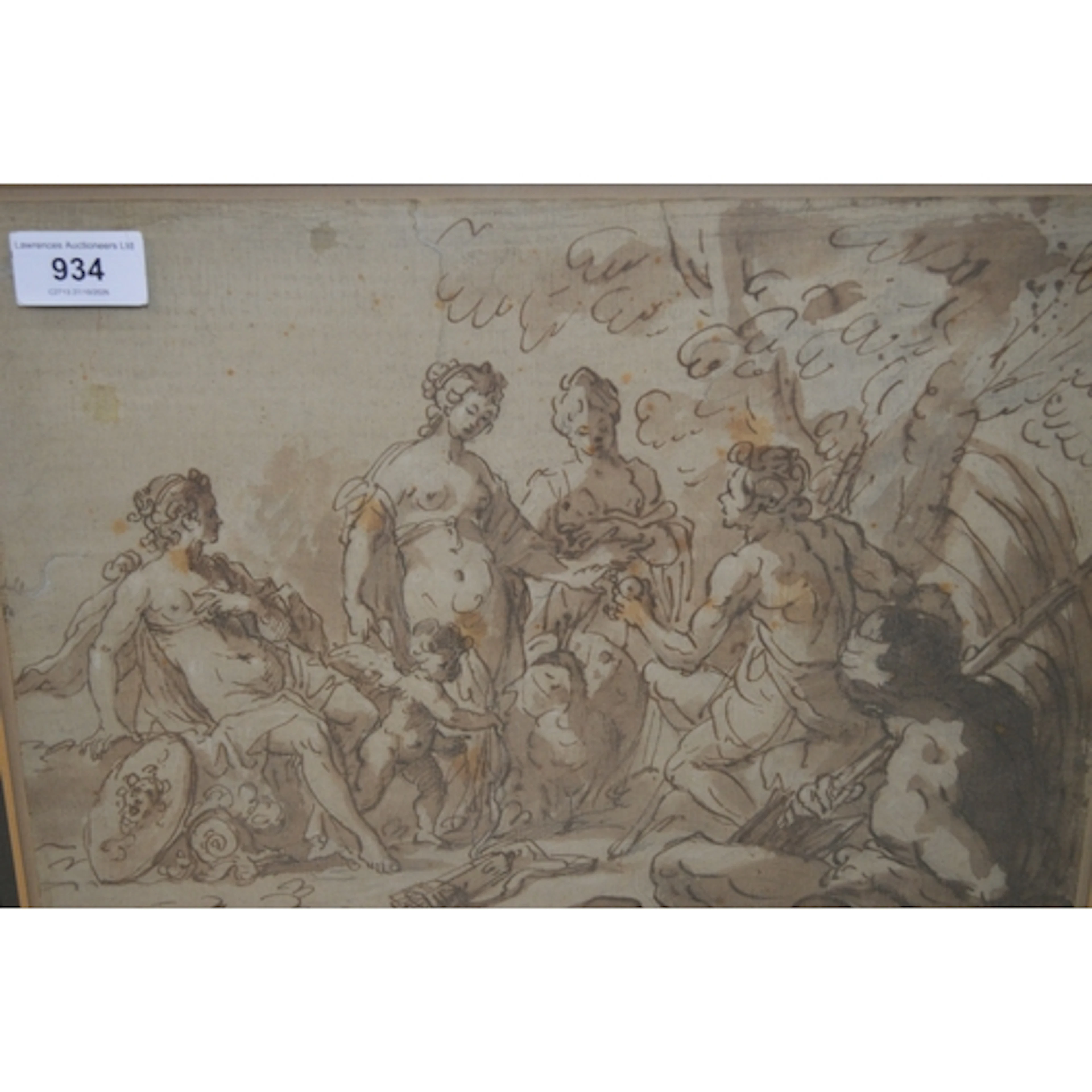 18th / 19th Century ink and watercolour wash, classical figu...