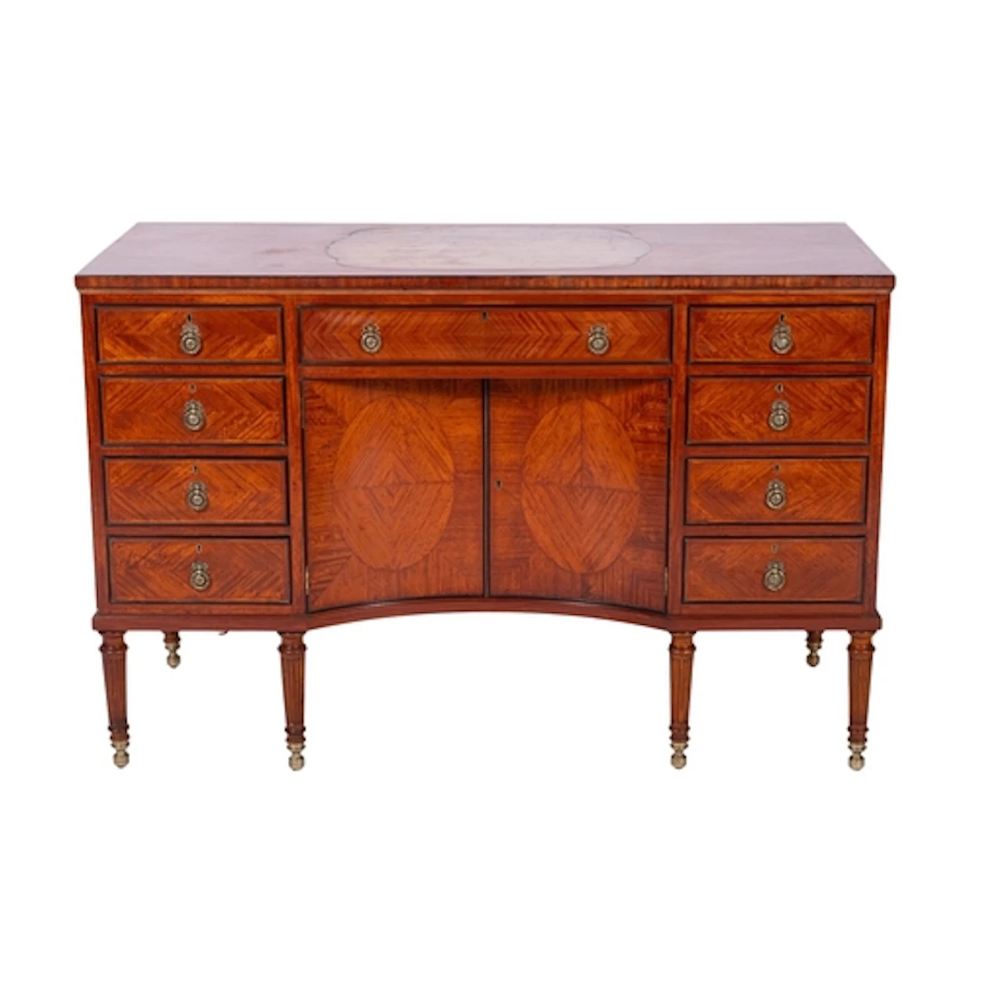 An Edwardian satinwood, banded and crossbanded rectangular d...