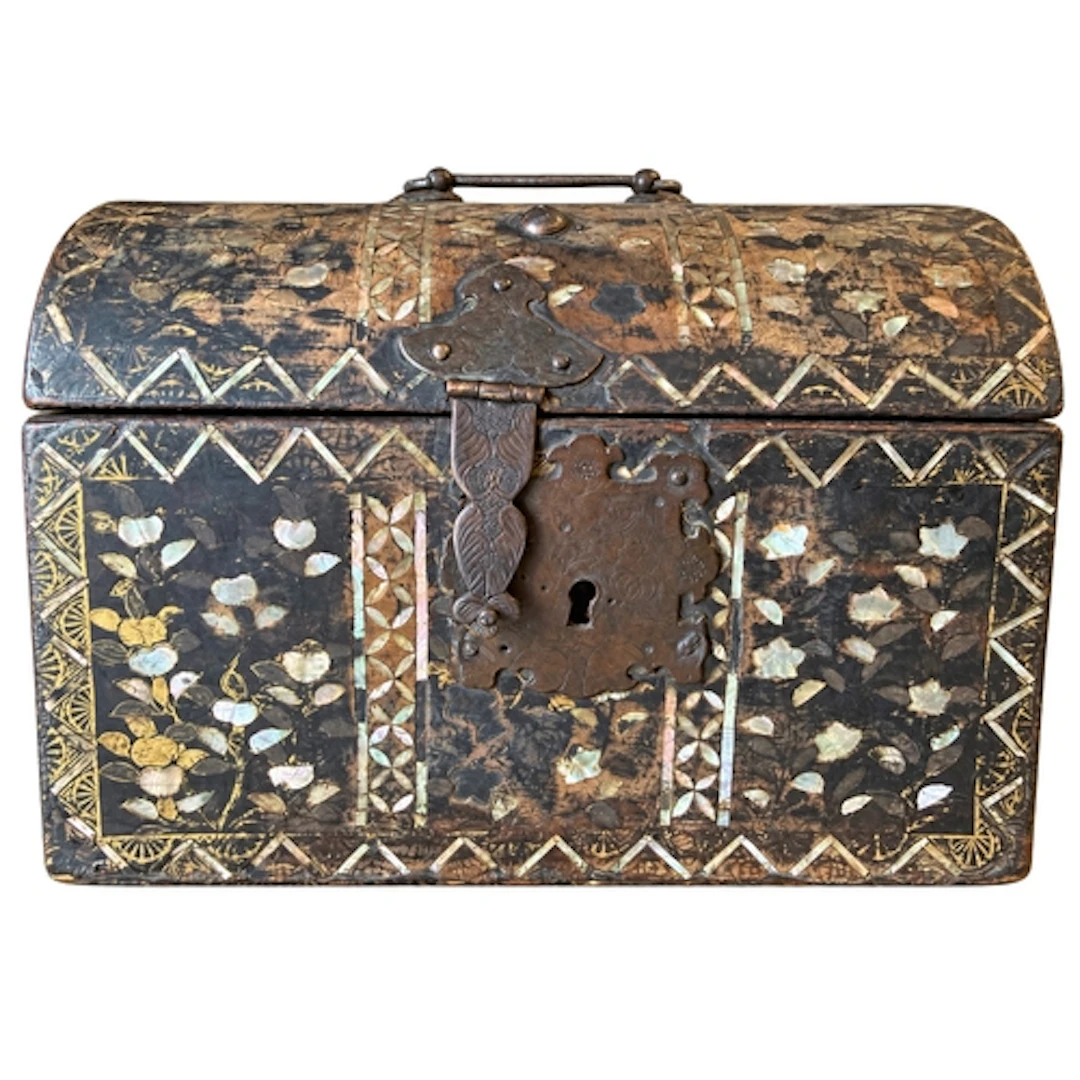 A Japanese Namban lacquer and mother-of-pearl casket (arquet...