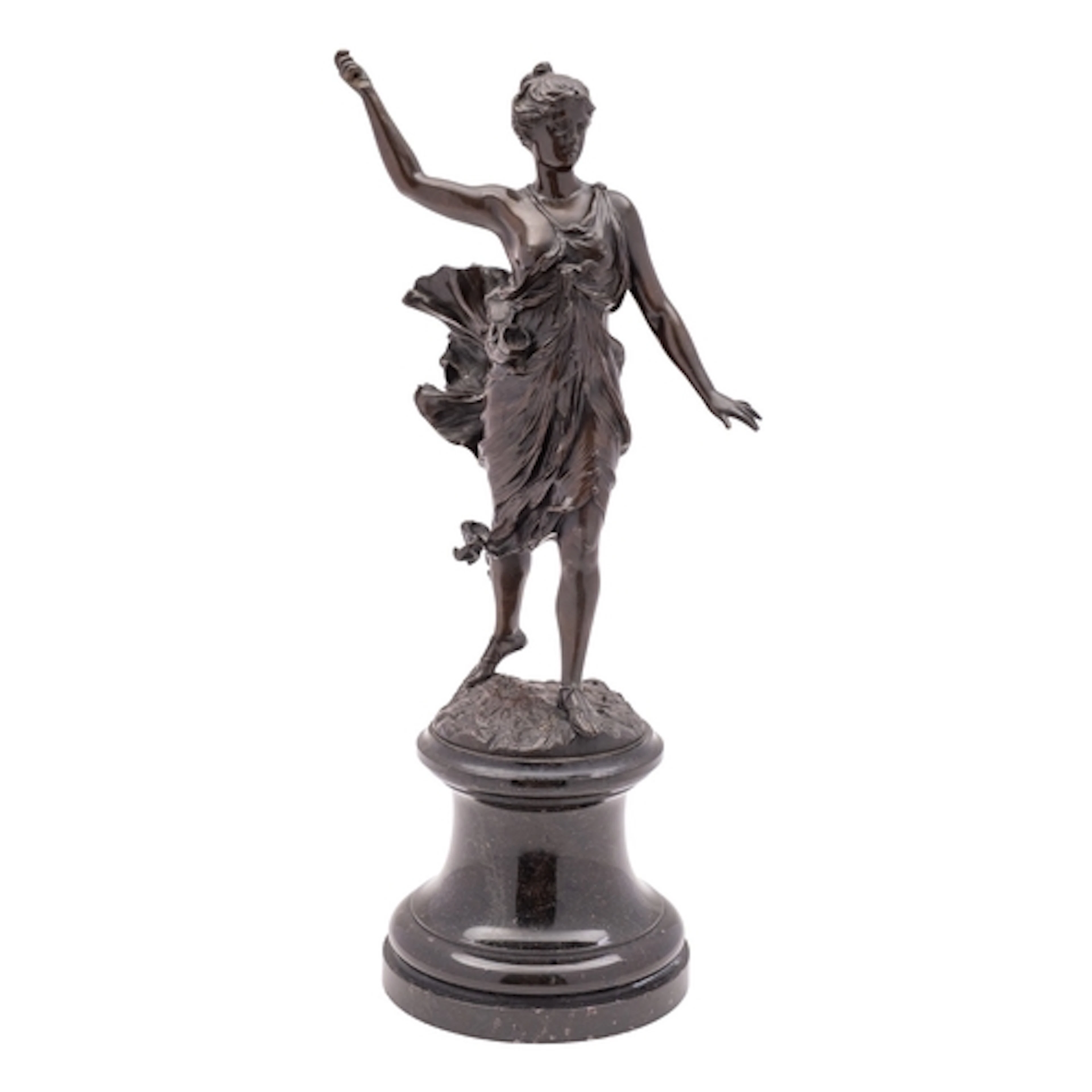 A Continental patinated bronze model of Diana the Huntress, ...