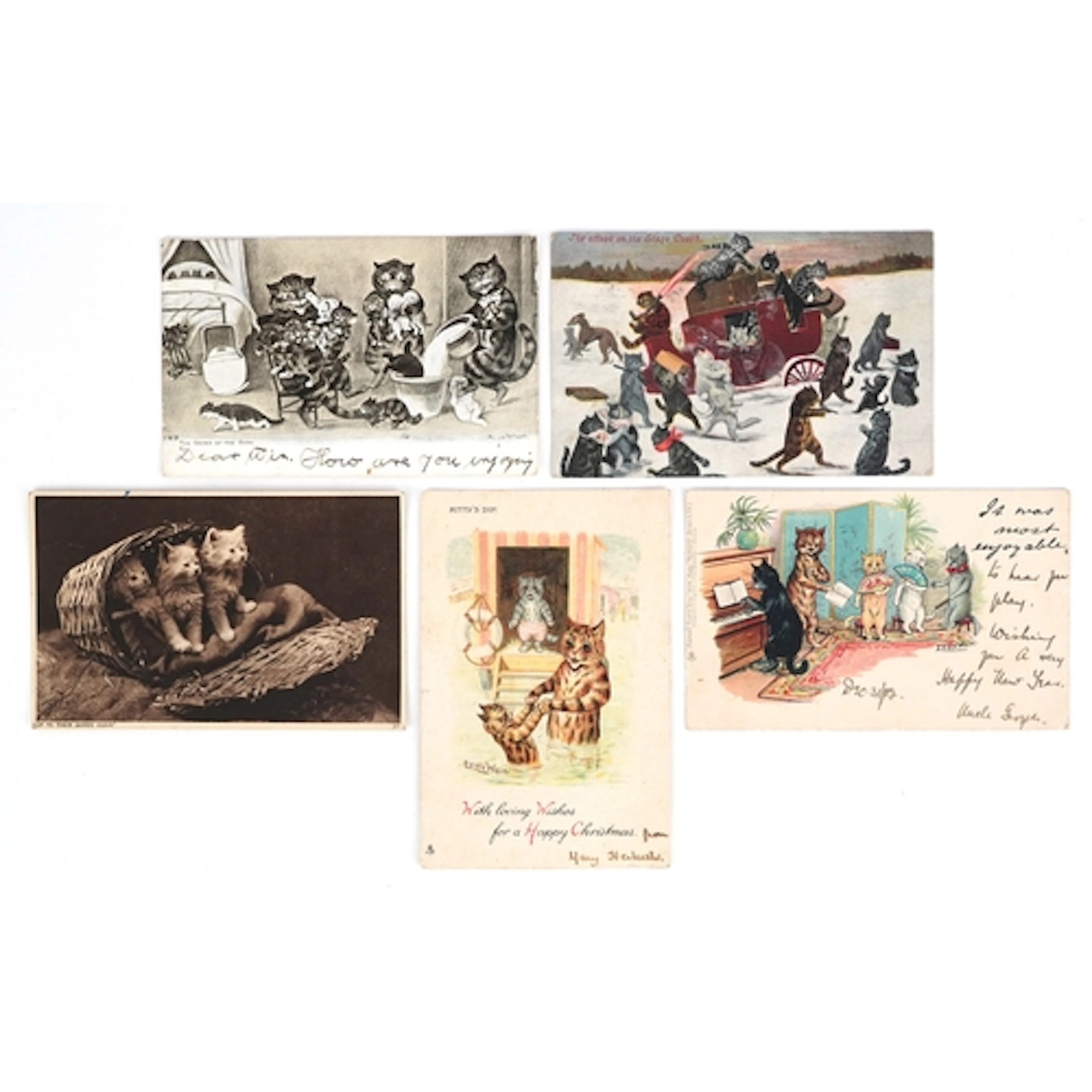 Early 20th century cat postcards including Louis Wain and Va...