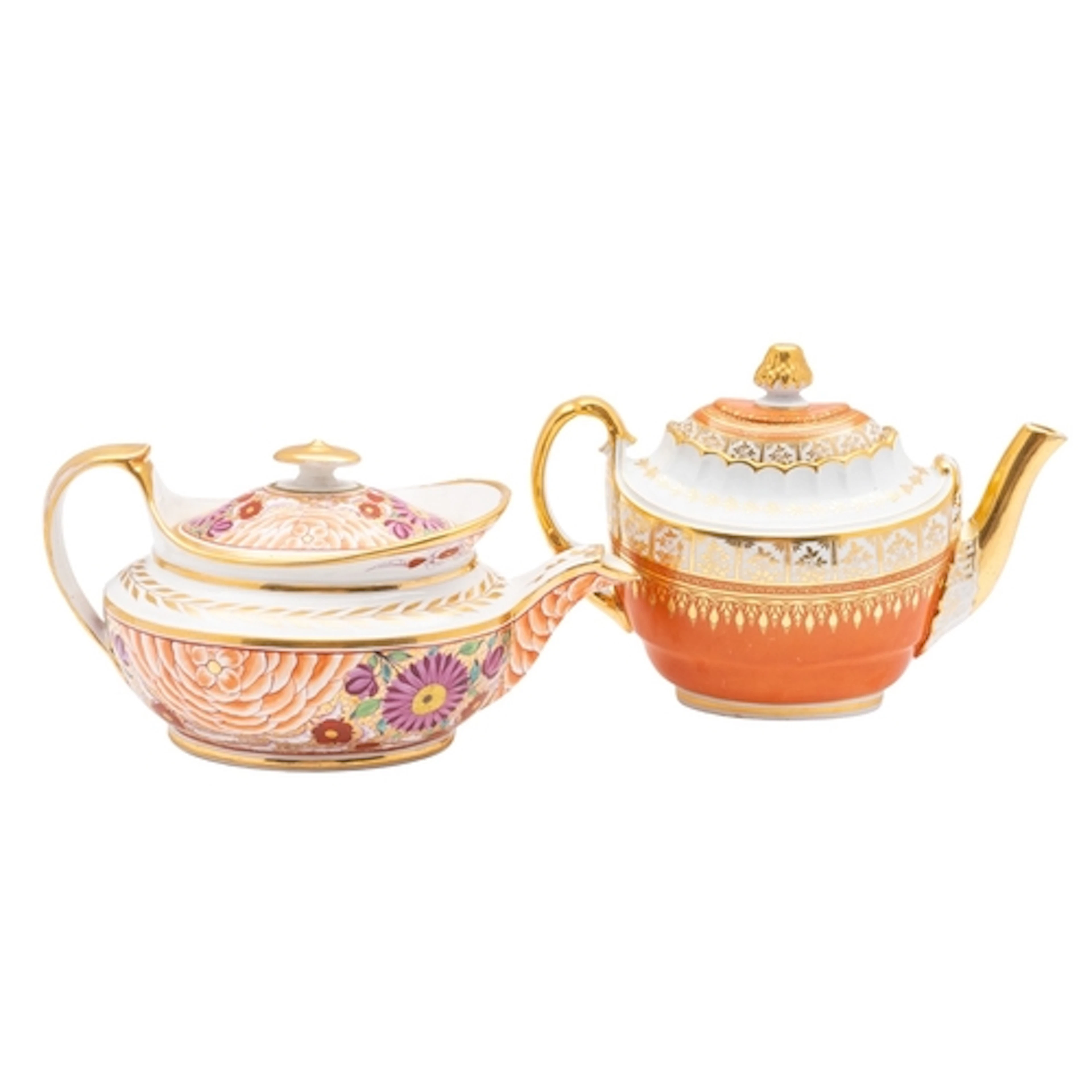 A group of four early 19th century English porcelain teapots...