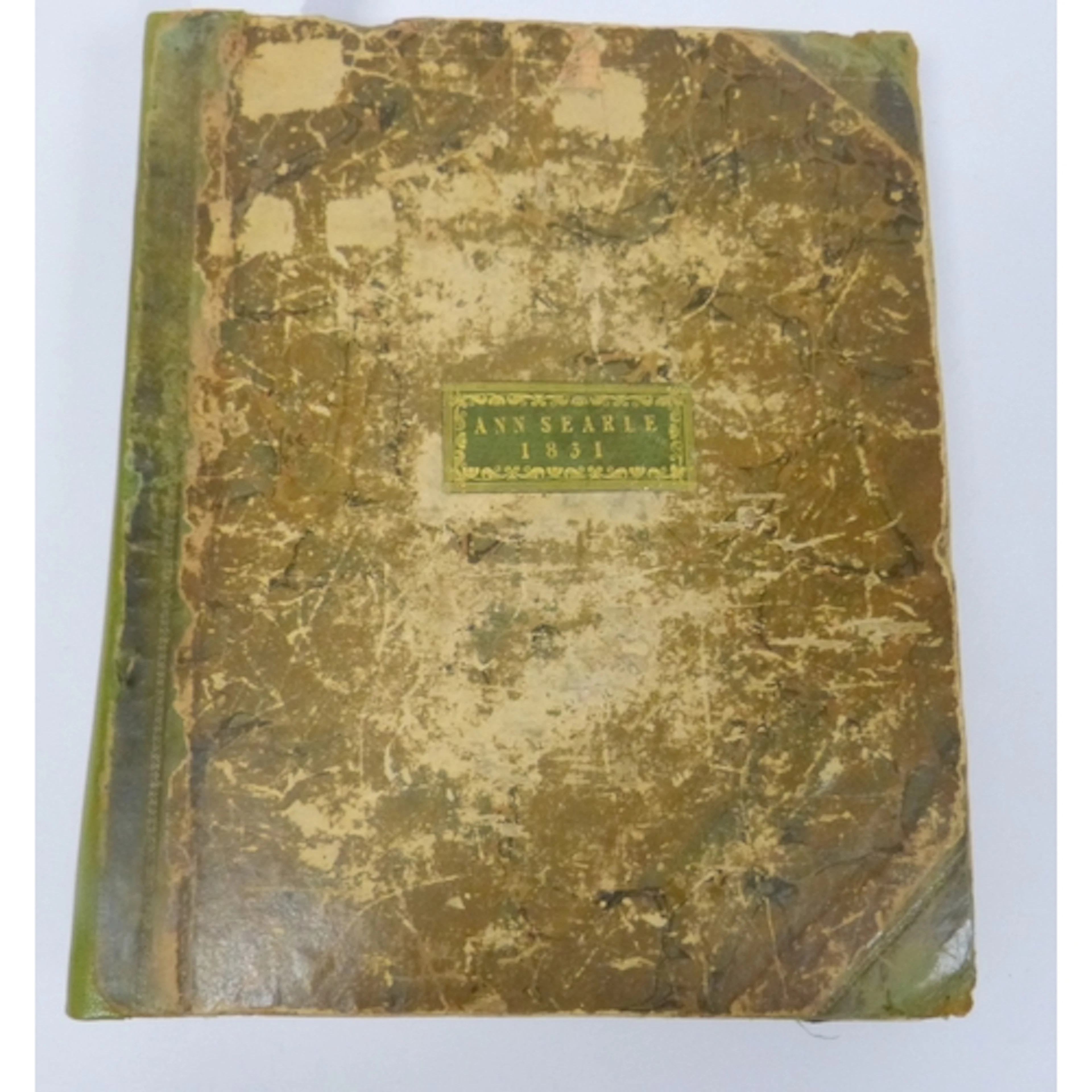 19th century album. Quarto album in worn rebacked marbled b...