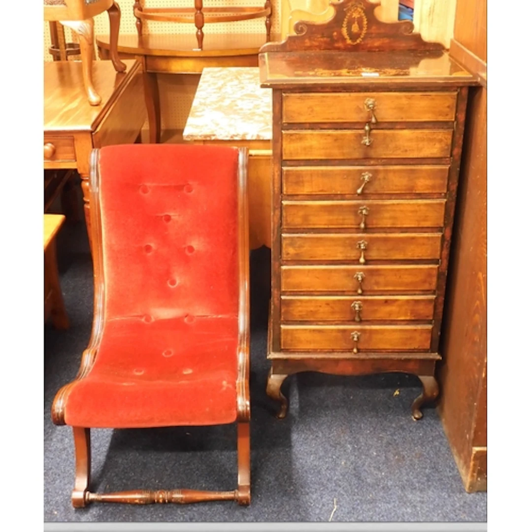 A lot comprising an early 20th century walnut continental st...