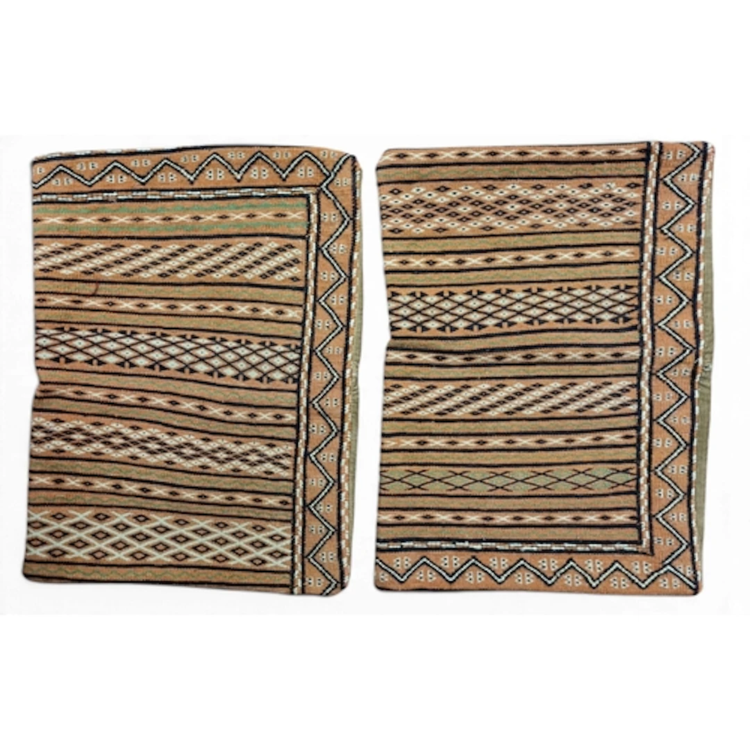 Two Persian Camel cushion covers. 70 x 50 cm approx.