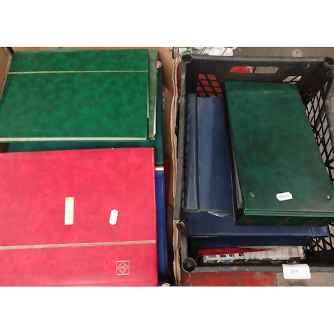 Two boxes of stamps and covers.