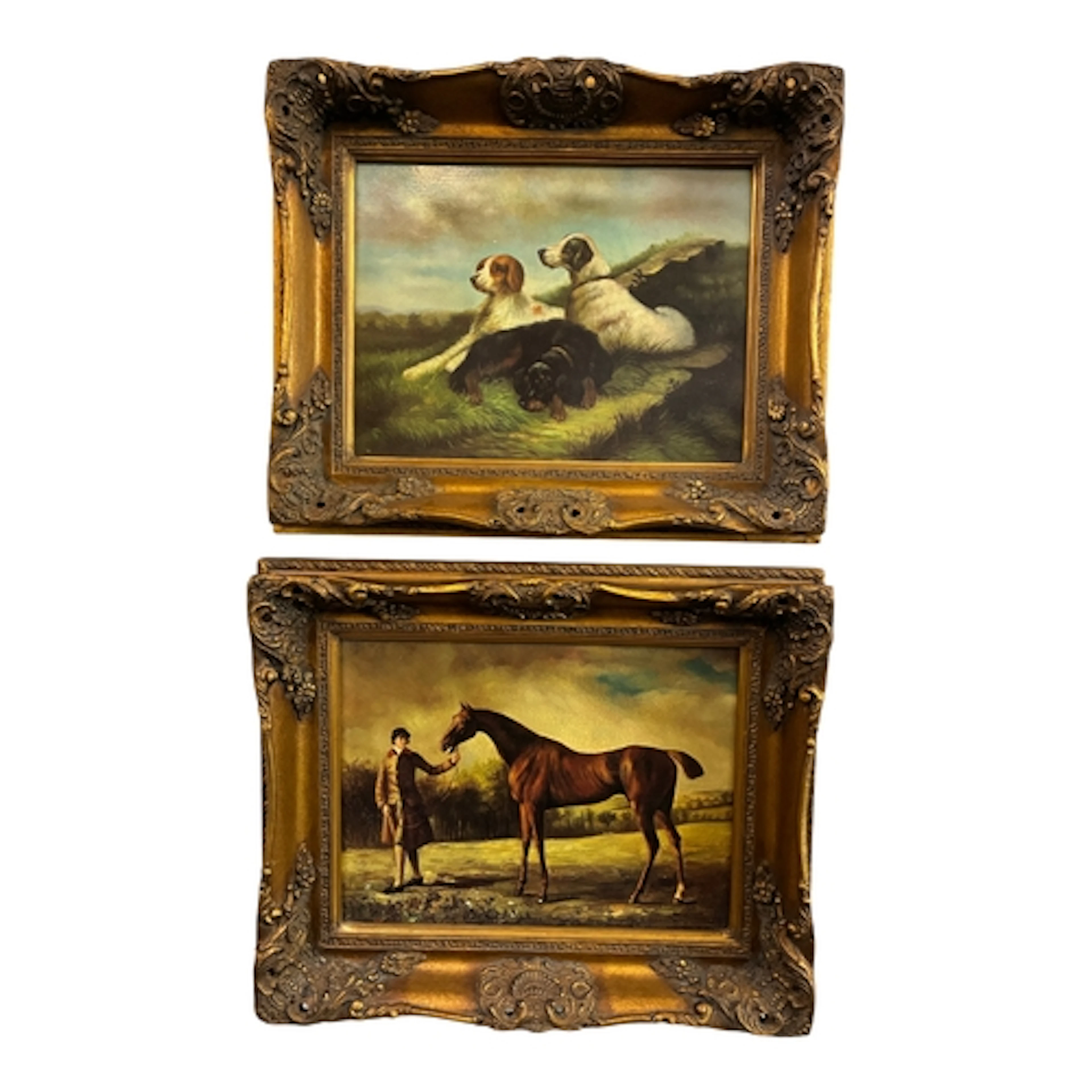 A pair of 20th century oleographs in heavy gilt frames: Afte...
