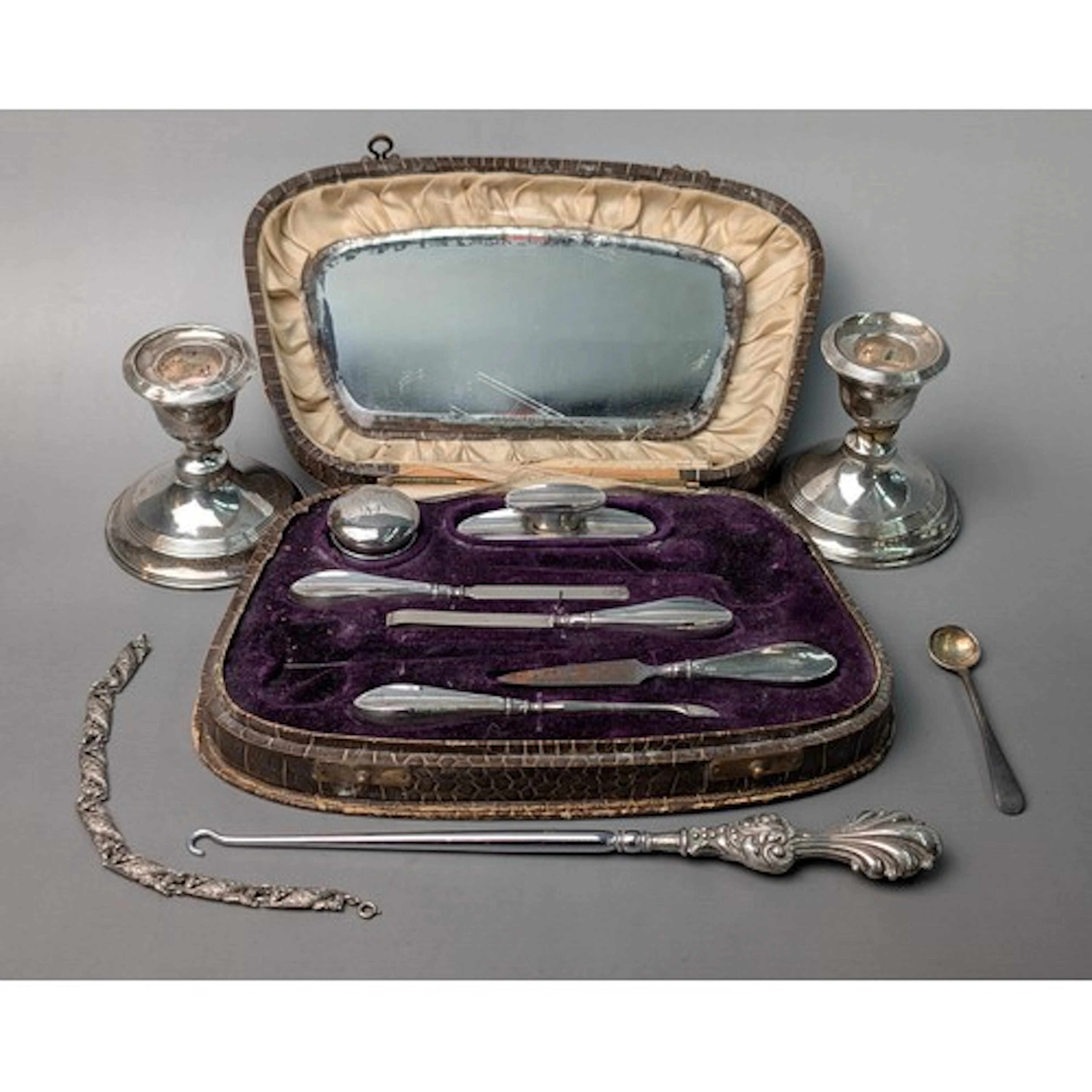 Mixed silverware, various marks, including a pair of weighte...