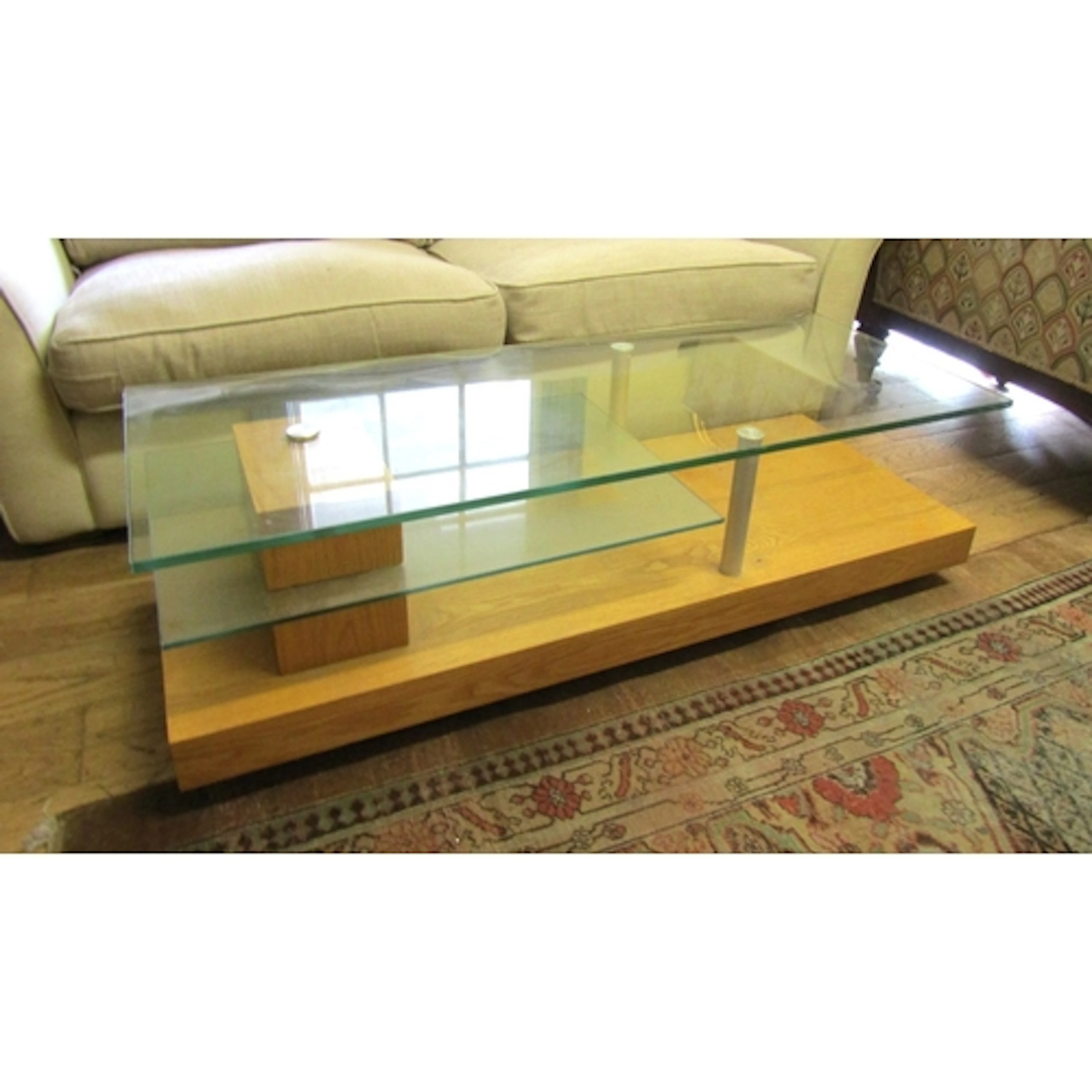 Designer Plate Glass Top Rectangular Form Coffee Table with ...