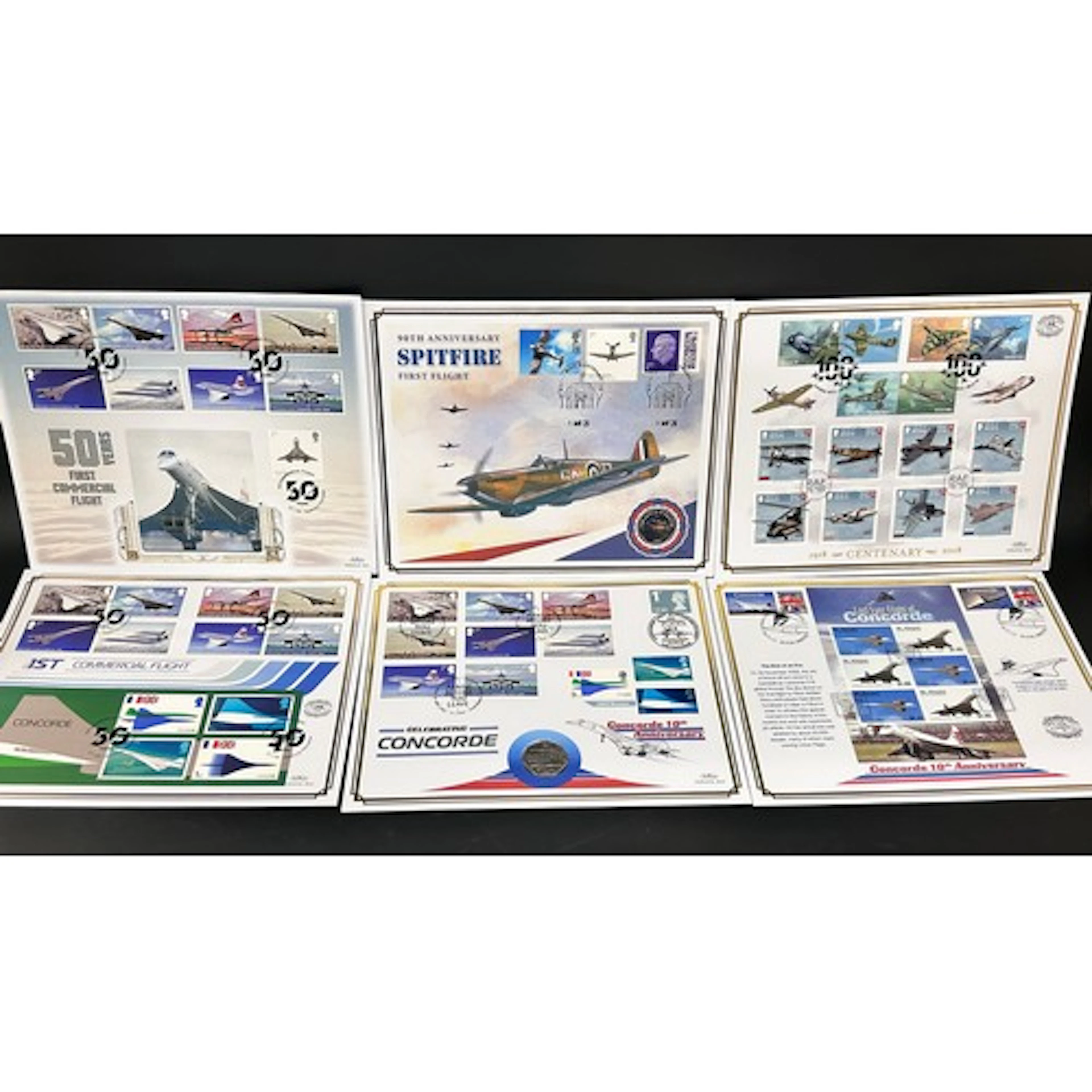 Stamps; six Benham commemorative covers including two coin c...