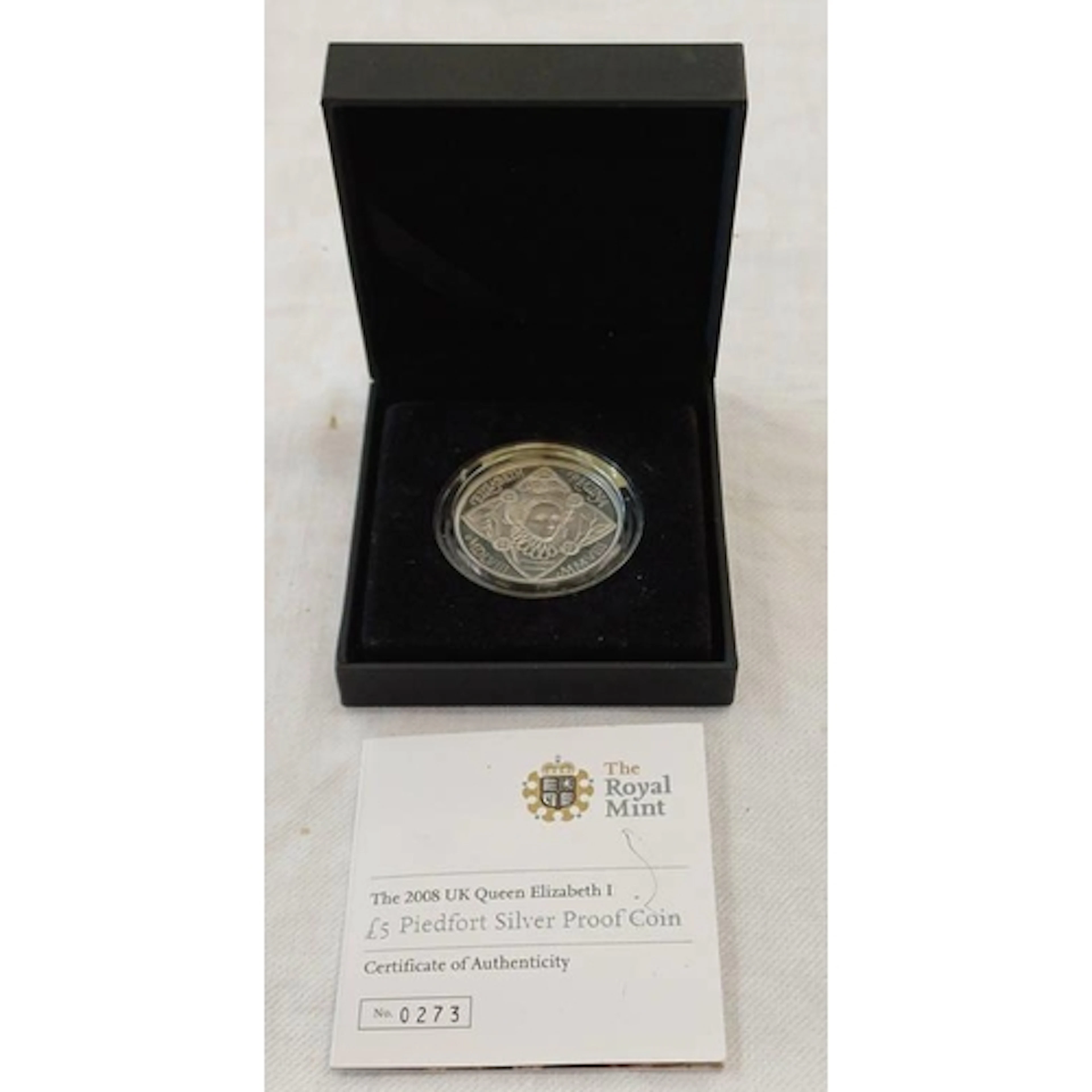 2008 UK QUEEN ELIZABETH I £5 PIEDFORT SILVER PROOF COIN, IN ...