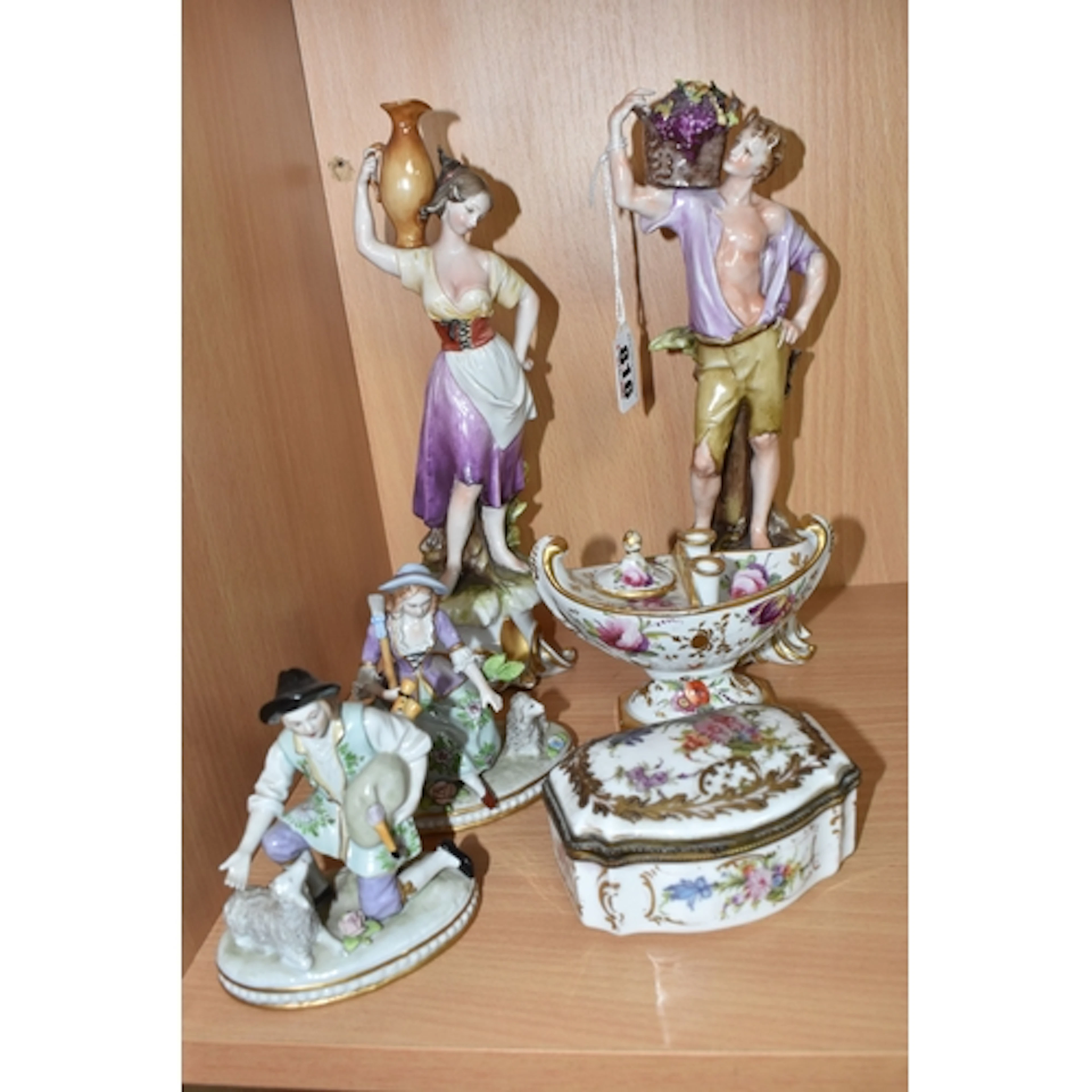 A GROUP OF CONTINENTAL PORCELAIN, comprising a pair of Sitze...