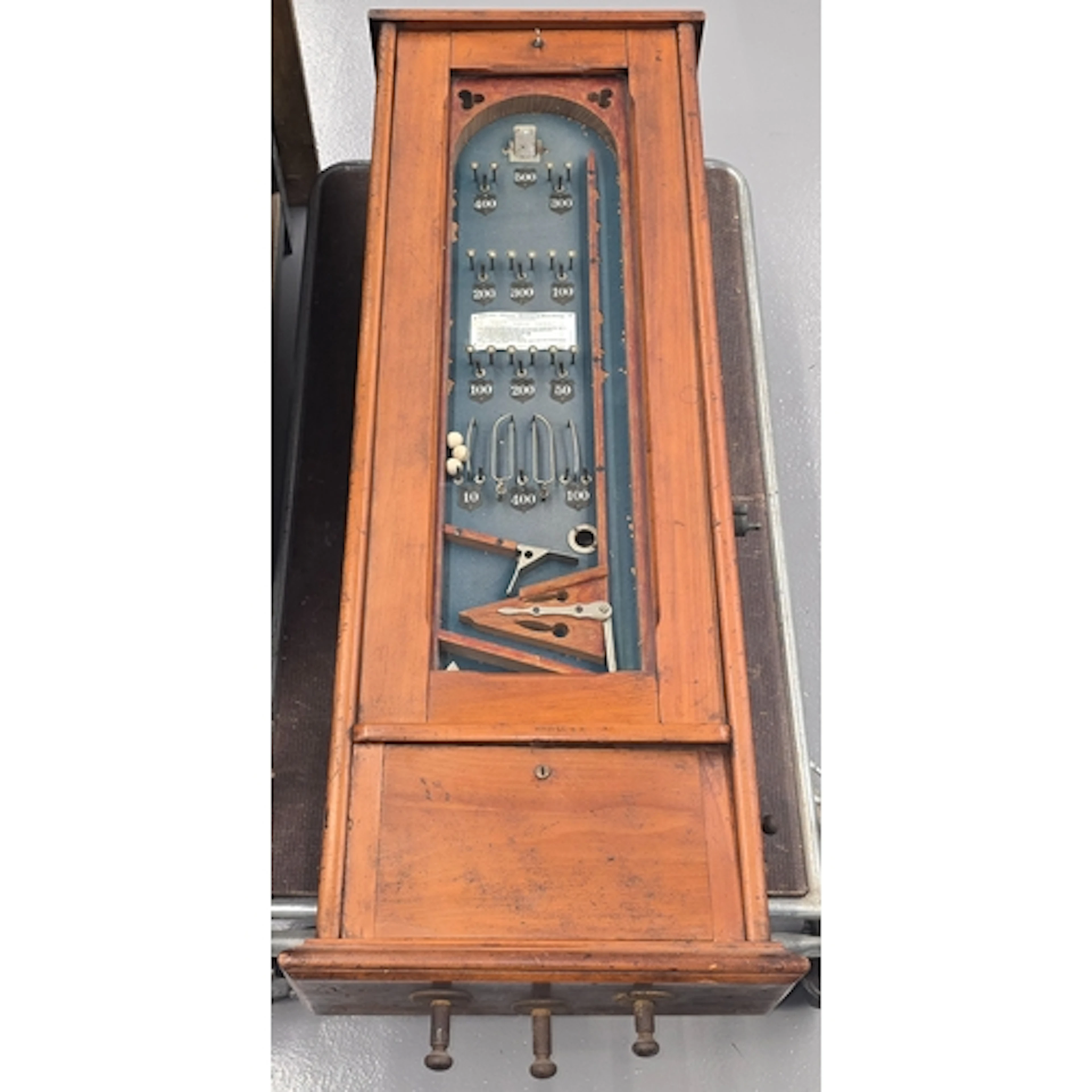 Vintage Billiards "Bijou" coin operated game in oak case. Wo...