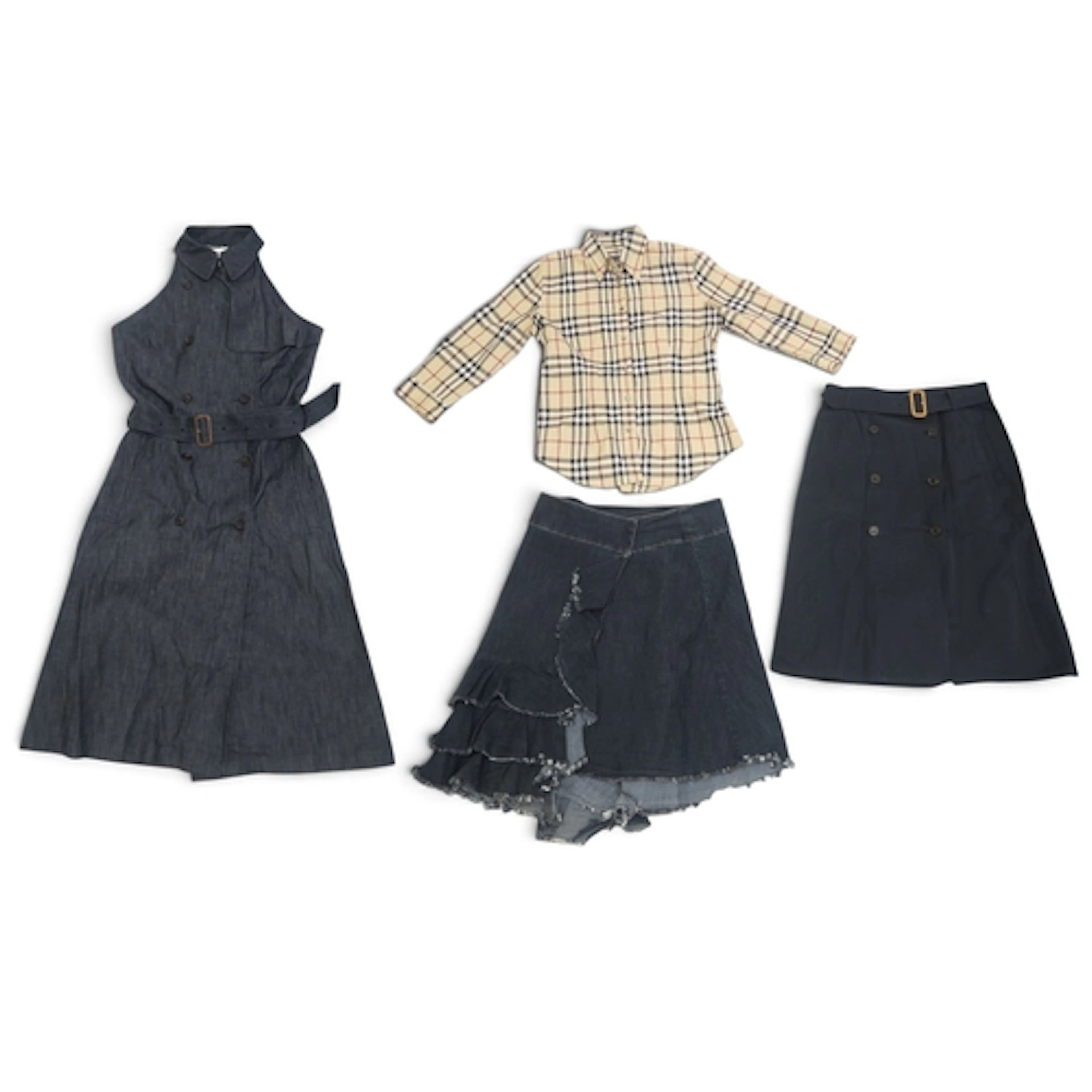 Burberry ladieswear comprising a denim pinafore style dress,...