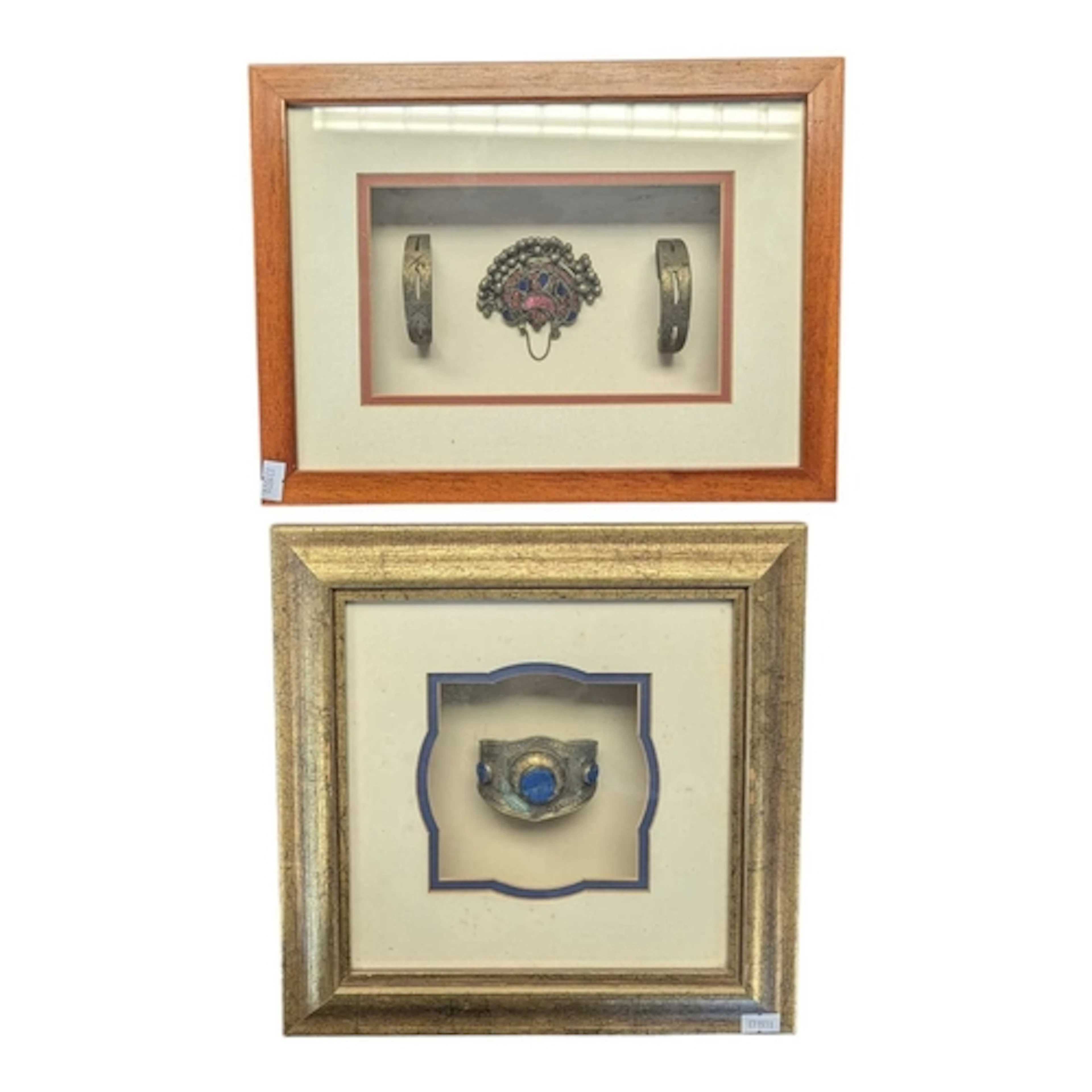 A collection of displayed Afghan tribal jewellery. The jewel...