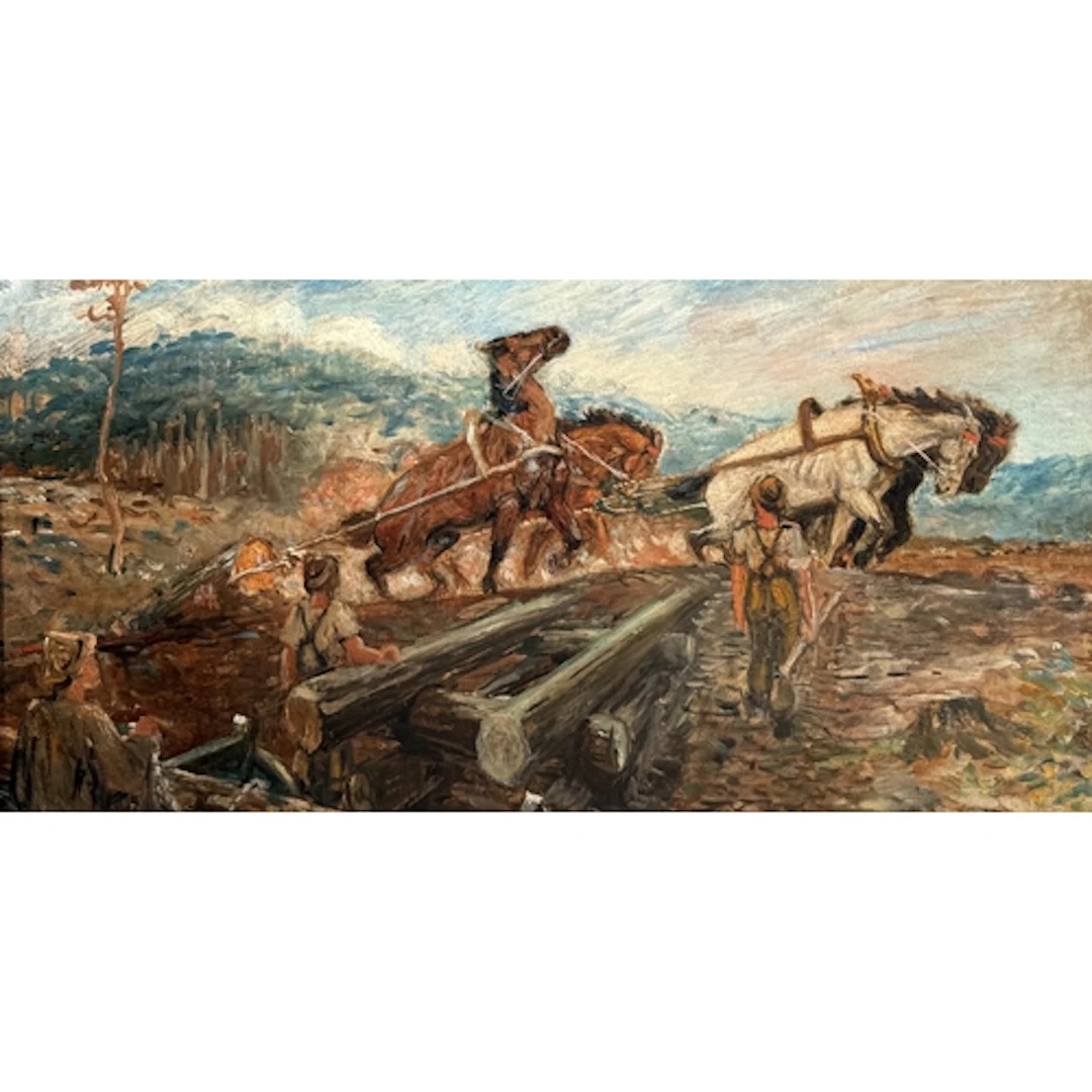 20TH CENTURY IRISH SCHOOL: WORKING HORSES Oil on canvas. 30....